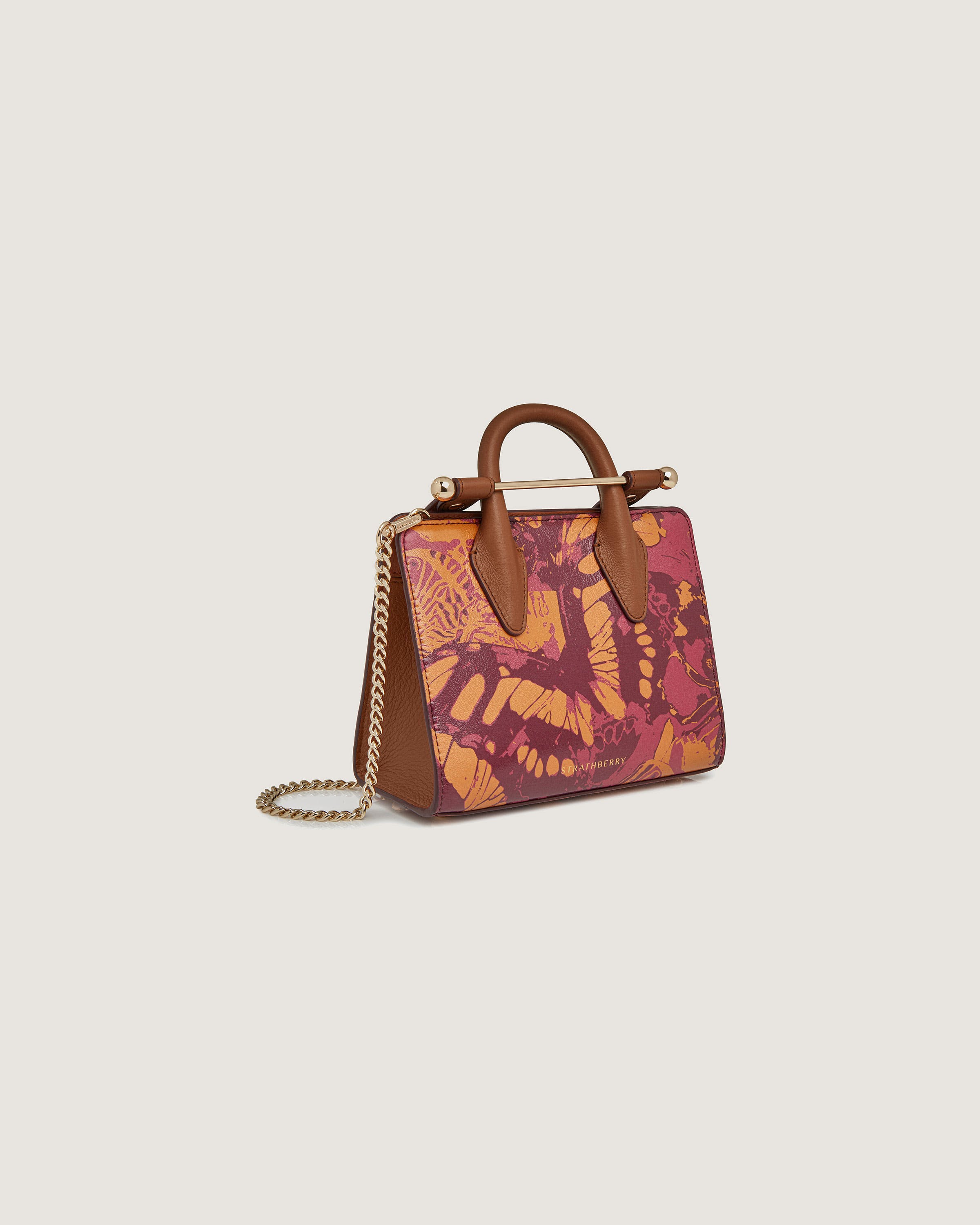 【2way】STRATHBERRY / Nano Tote フローラル プリント Strathberry - Nano Tote - Top Handle Leather Mini Tote Bag