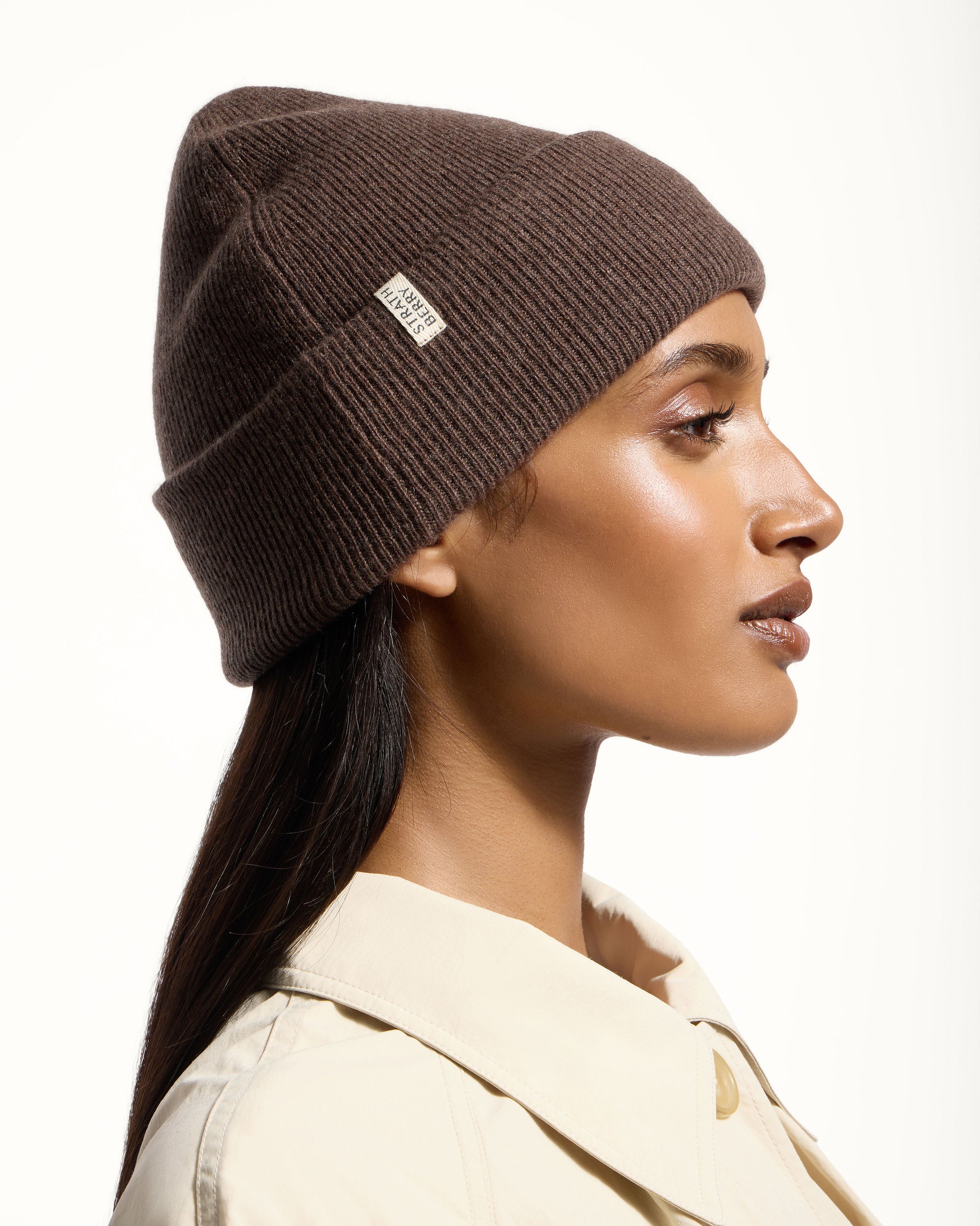 Strathberry - Westray Ribbed Cashmere Beanie - Sienna Strathberry - Westray Ribbed Cashmere Beanie - Sienna