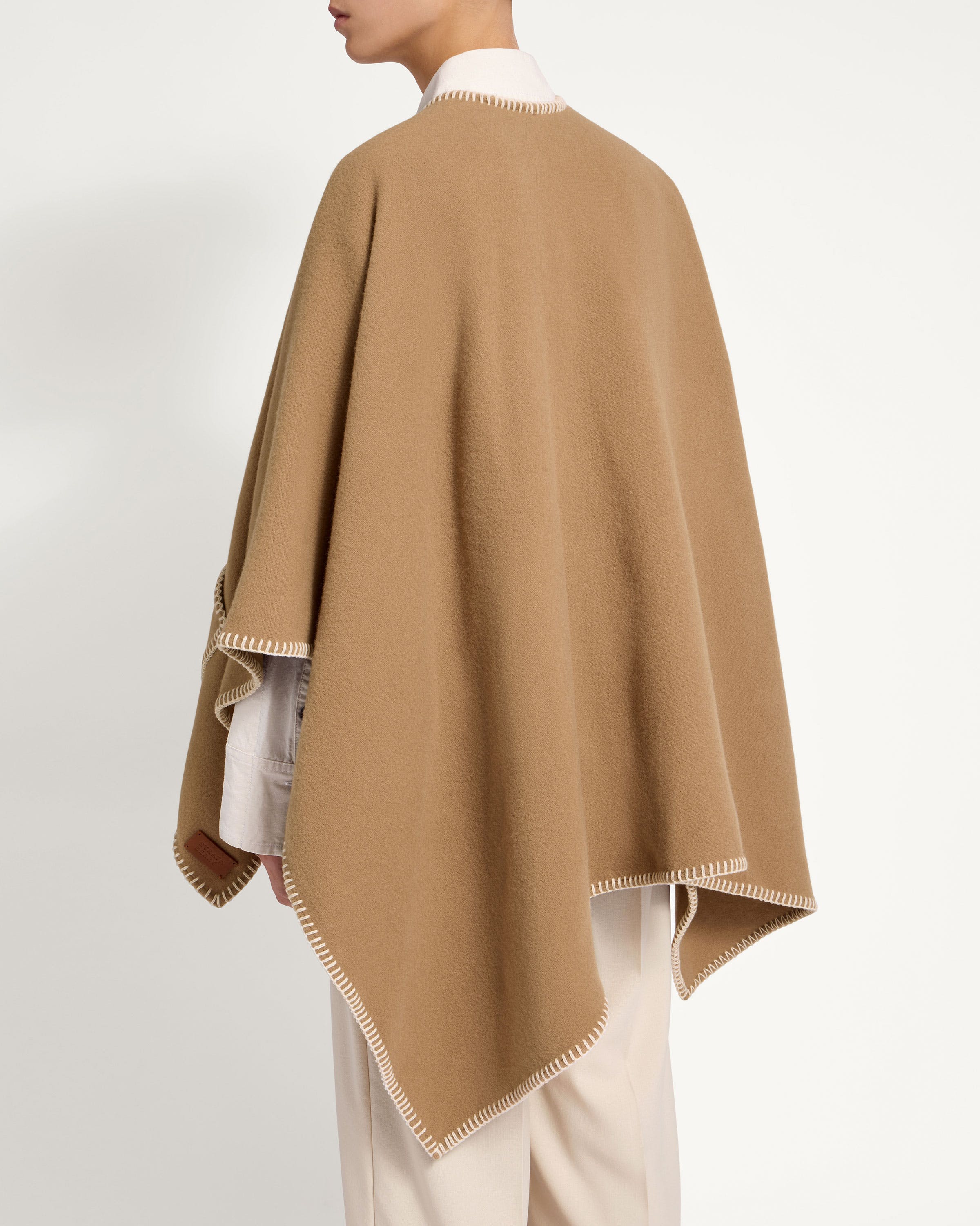 High Collar Wool Cape and Eco Leather / Women's Maxi Winter