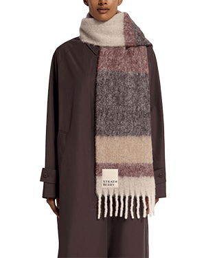 ◇GROVE◇ STRIPE GRVR SHAWL MUFFLER PINK JAYLEY Green and pink Multi Check Cashmere Blend Scarf