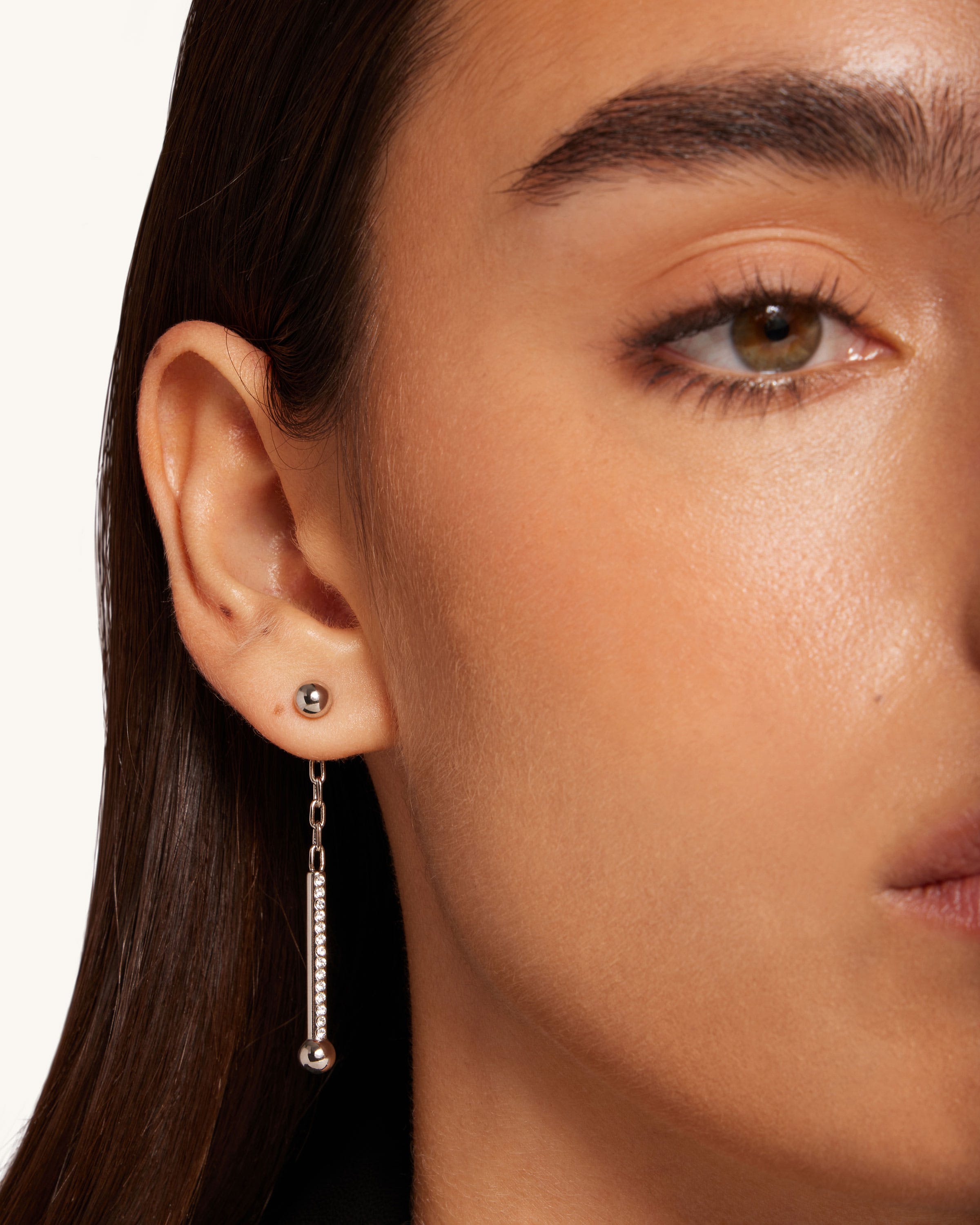 【シンプル♪】STRATHBERRY / ミュージック バー ピアス ストラスベリー - Music Bar Drop Earrings - シルバー