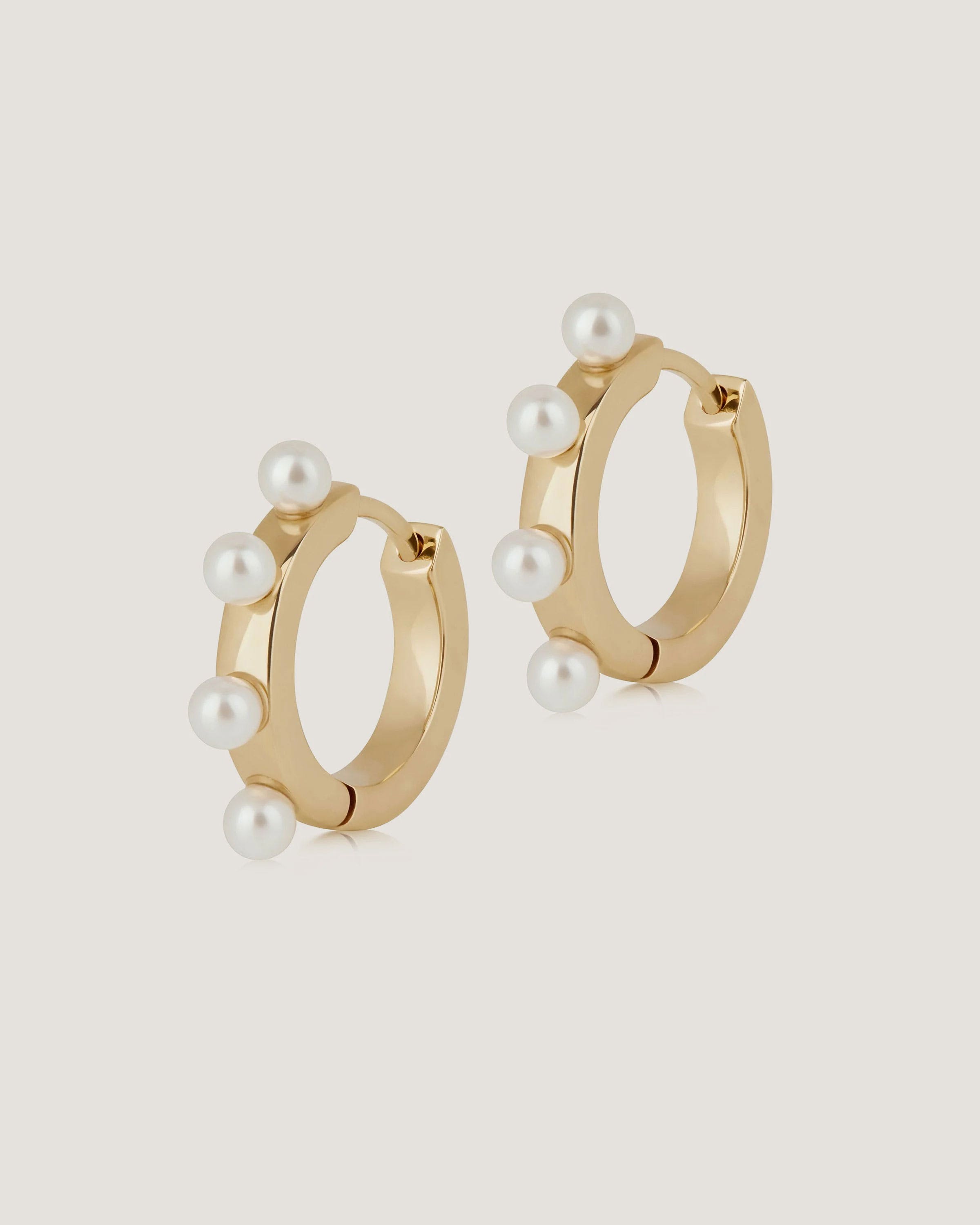 Strathberry - Pearl Huggies - 22 Carat Gold Gilded - Gold