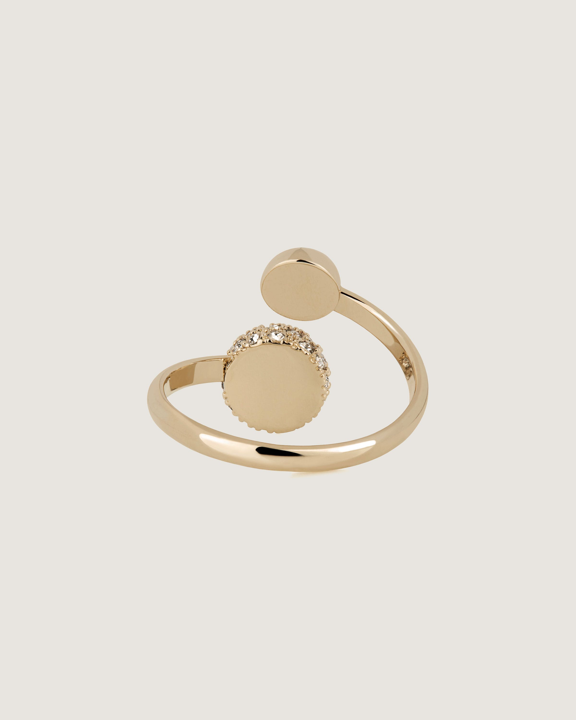 【フリーサイズ】STRATHBERRY /クレッセント クリスタル リング Strathberry - Crescent Crystal Ring - 22 Carat Gold Gilded