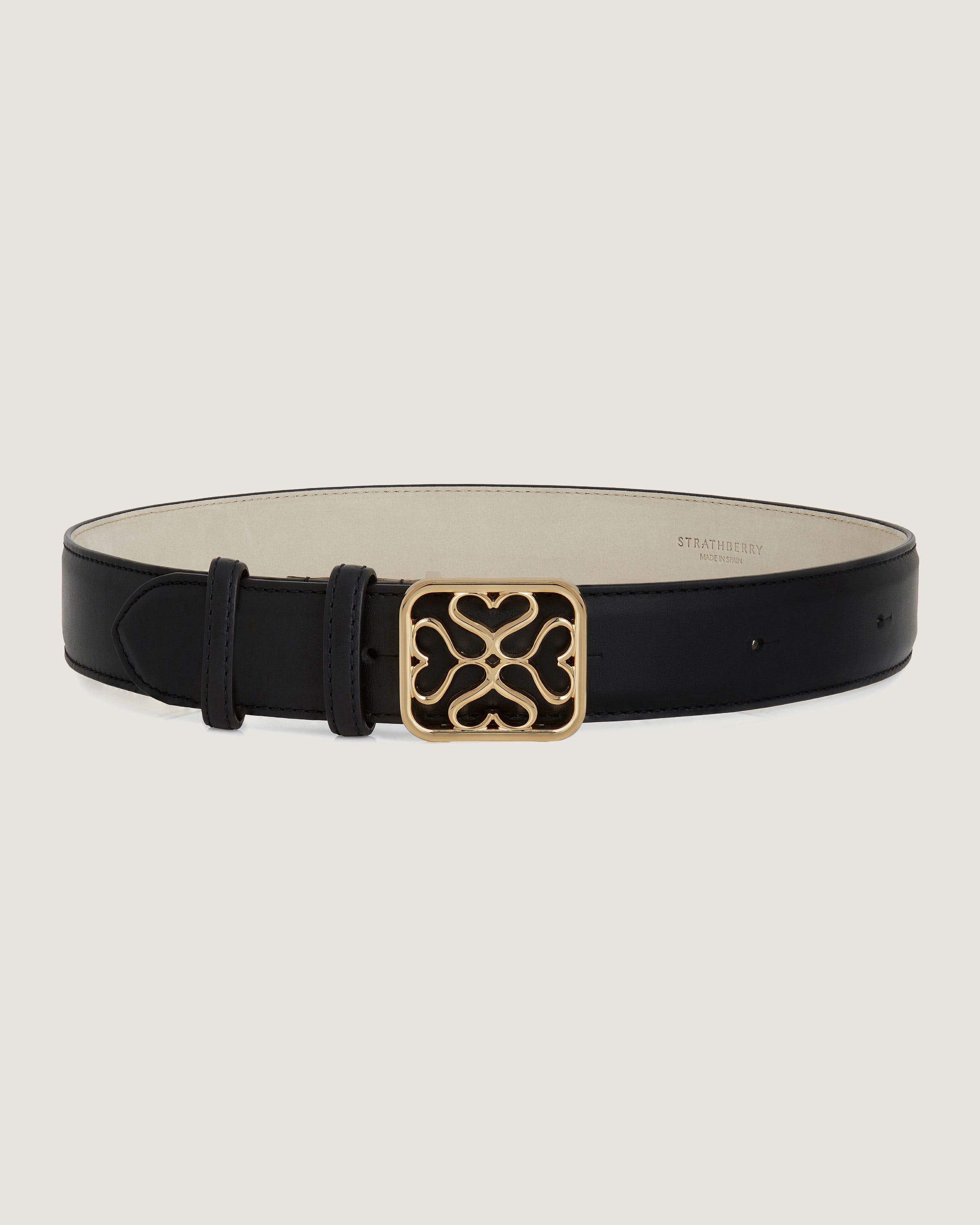 ☆関税込み☆【STRATHBERRY】MONOGRAM WIDE BUCKLE BELT Strathberry Monogram Wide Buckle Belt - Black