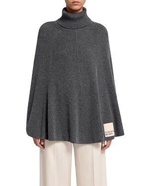 Strathberry - Cashmere Wool Ribbed Poncho - Natural