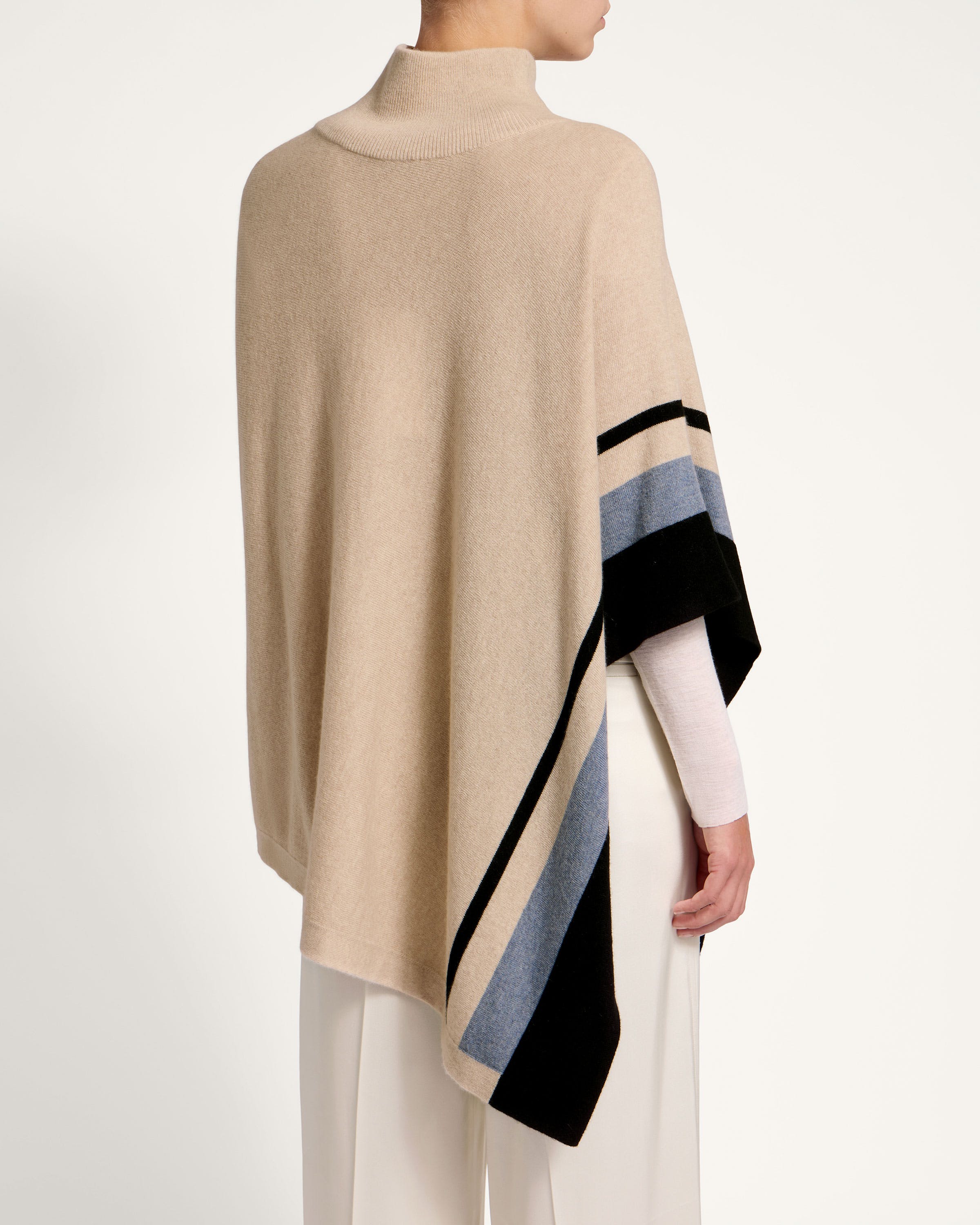 Strathberry - Islay Asymmetric Striped Pure Cashmere Poncho Strathberry - Islay Asymmetric Striped Pure Cashmere Poncho