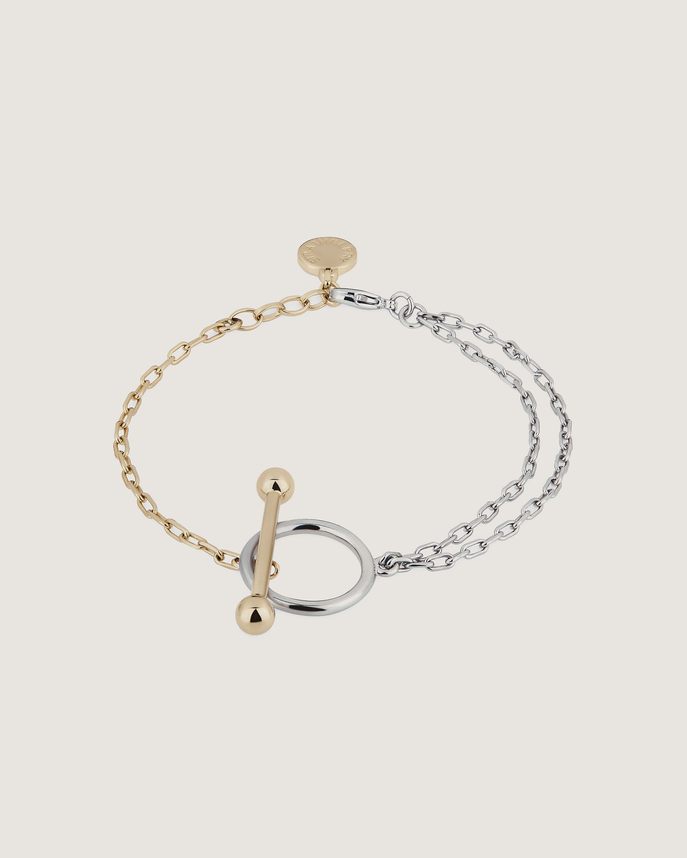 【大人カジュアル】STRATHBERRY / Tバー チェーン ブレスレット ストラスベリー - T Bar Dual Chain Bracelet - ゴールド
