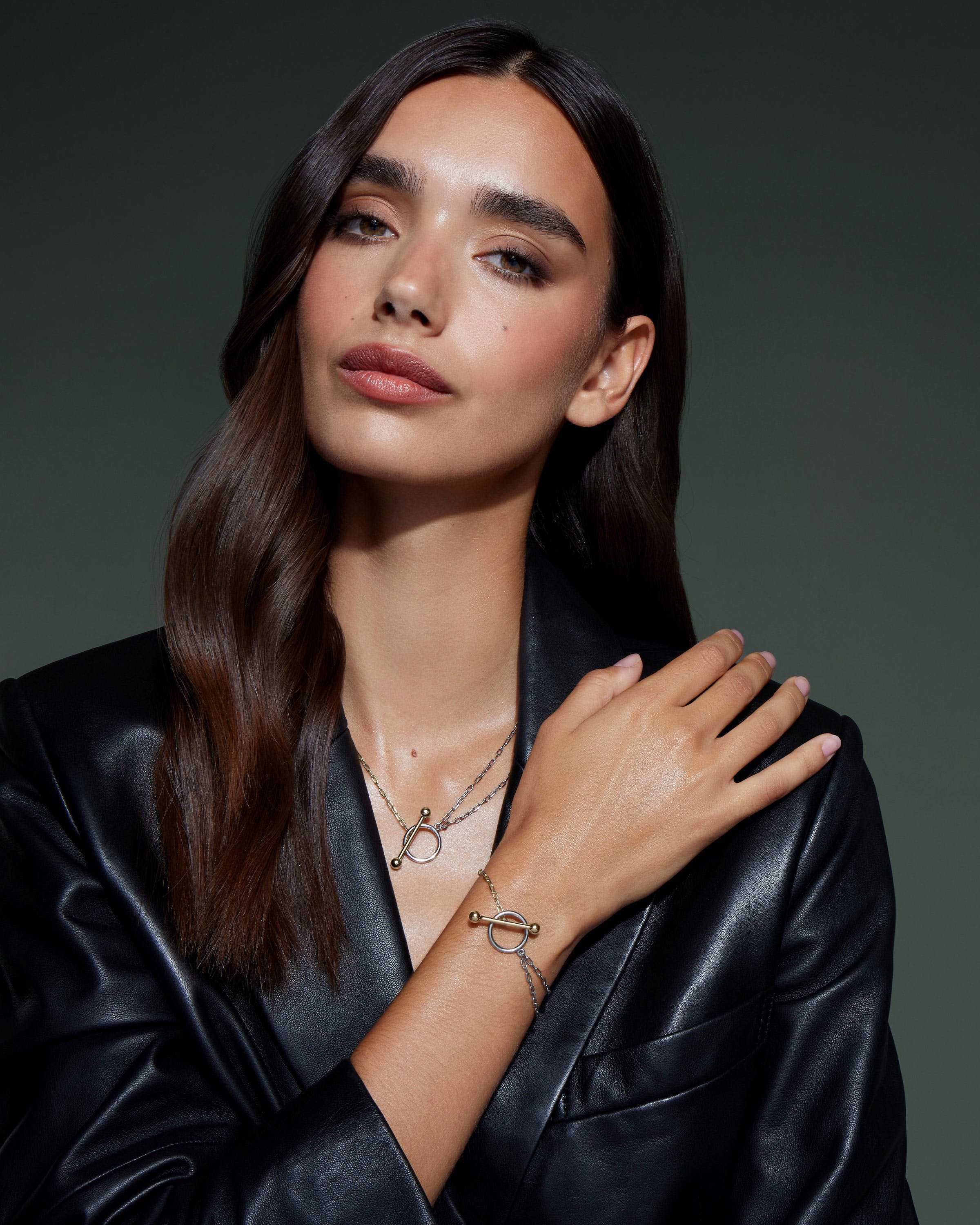 Strathberry - T Bar Dual Chain Bracelet - Gold / Silver