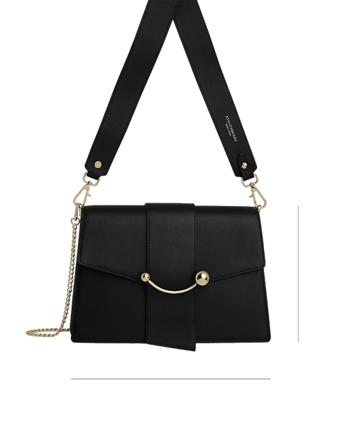即発【STRATHBERRY】CRESCENT サッチェル ショルダー バッグ 黒 Strathberry - Crescent Shoulder - Leather Shoulder Bag - Black