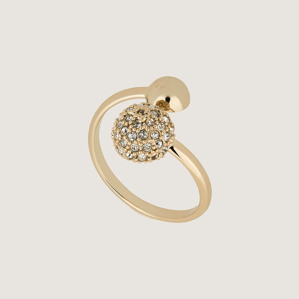 【STRATHBERRY】UK発 Crescent クリスタル リング 指輪 ゴールド Strathberry - Crescent Crystal Ring - 22 Carat Gold Gilded