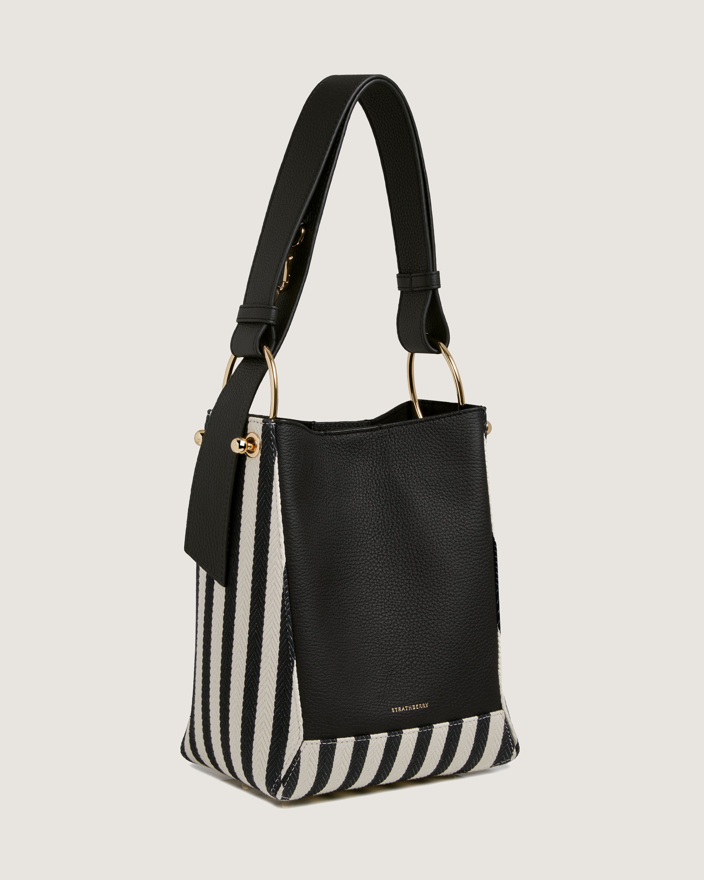 Strathberry - Lana Midi Bucket Bag - Leather Bucket Bag - Black