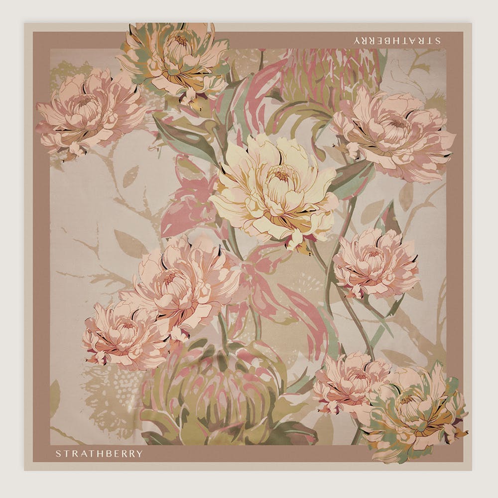 新品　ストラズベリー　シルクスカーフ ストラスベリー - Silk Square Scarf - ベージュ / ナチュラルな