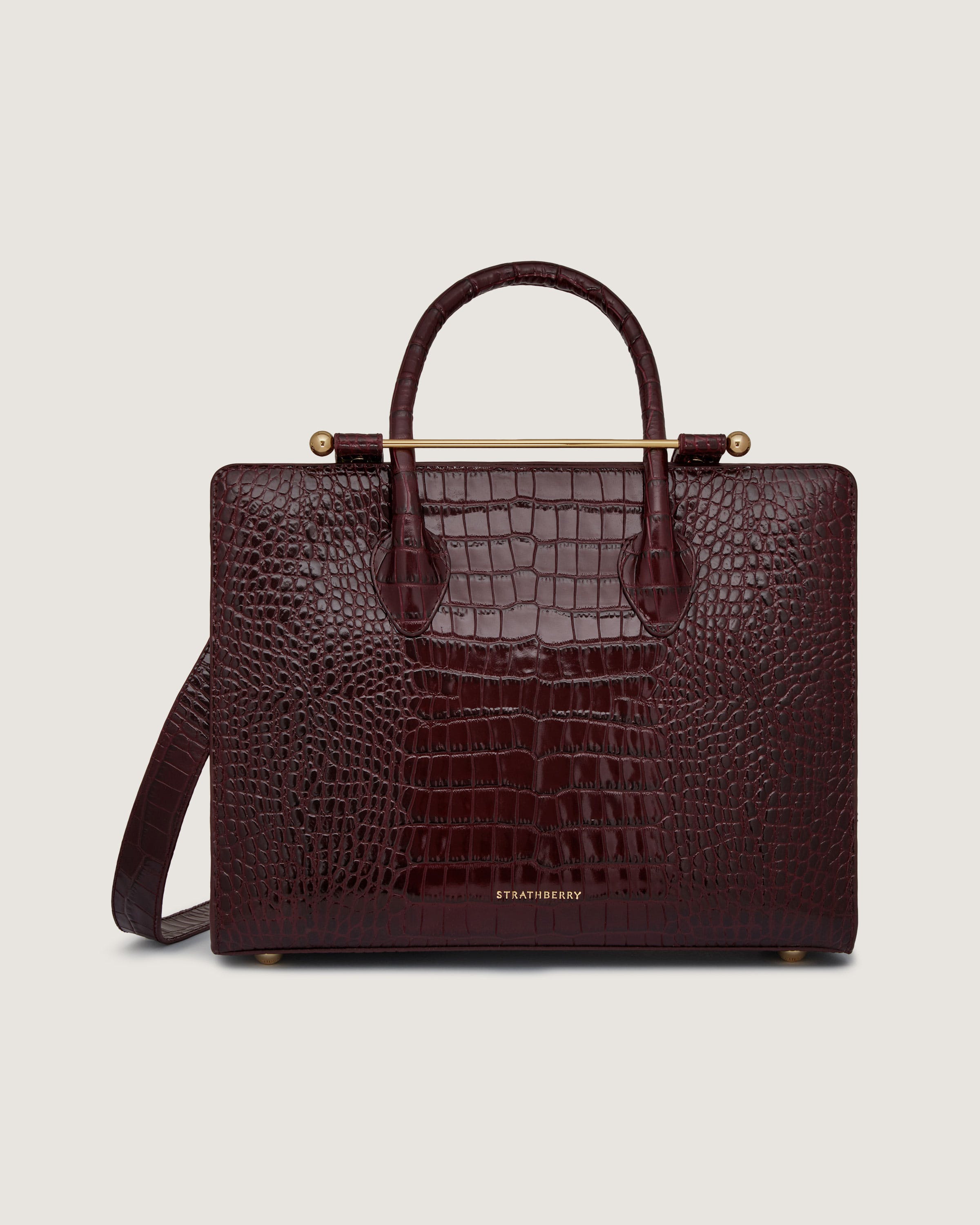 ☆国内発送☆【STRATHBERRY】ia Midi バッグ ストラスベリー - Midi Tote - トップハンドルレザートート - 黒
