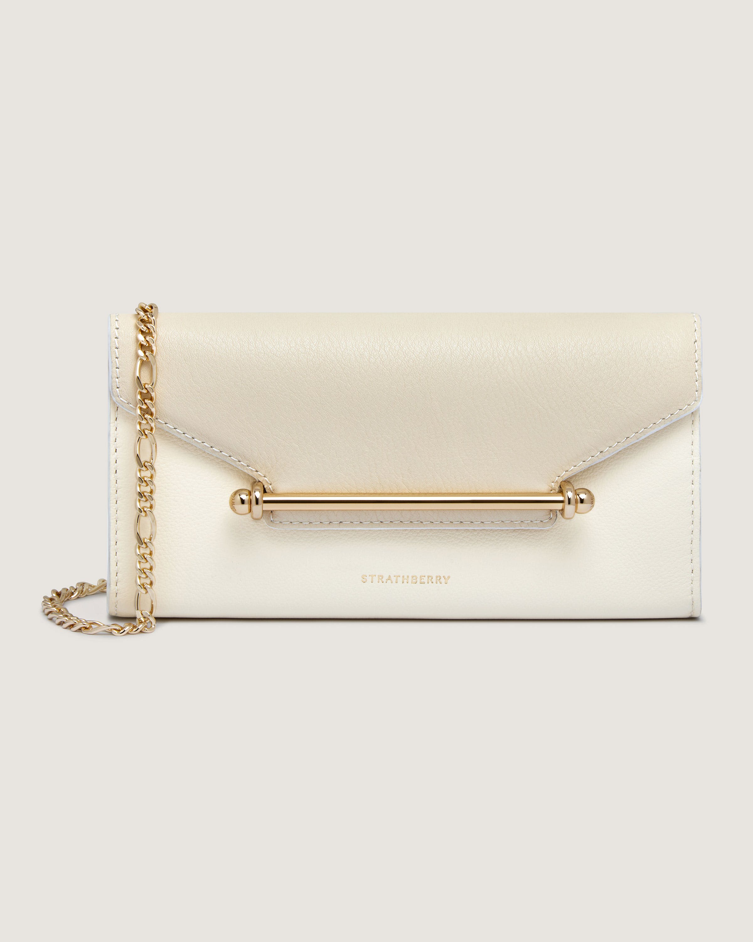 【threetimes】Memory chain purse Strathberry - Multrees Chain Wallet - Crossbody Leather Mini