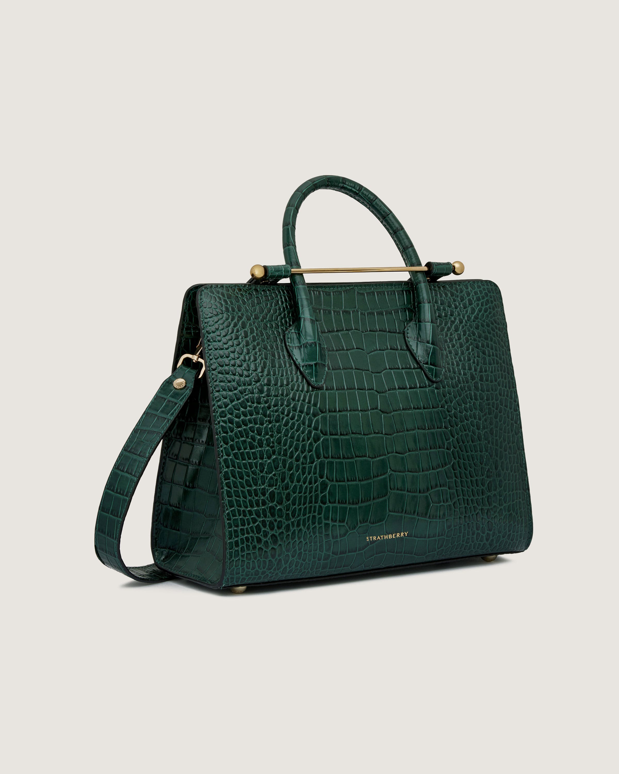 【英国王室御用達】STRATHBERRY MIDI トート Strathberry - Midi Tote - Top Handle Leather Tote Bag - Green