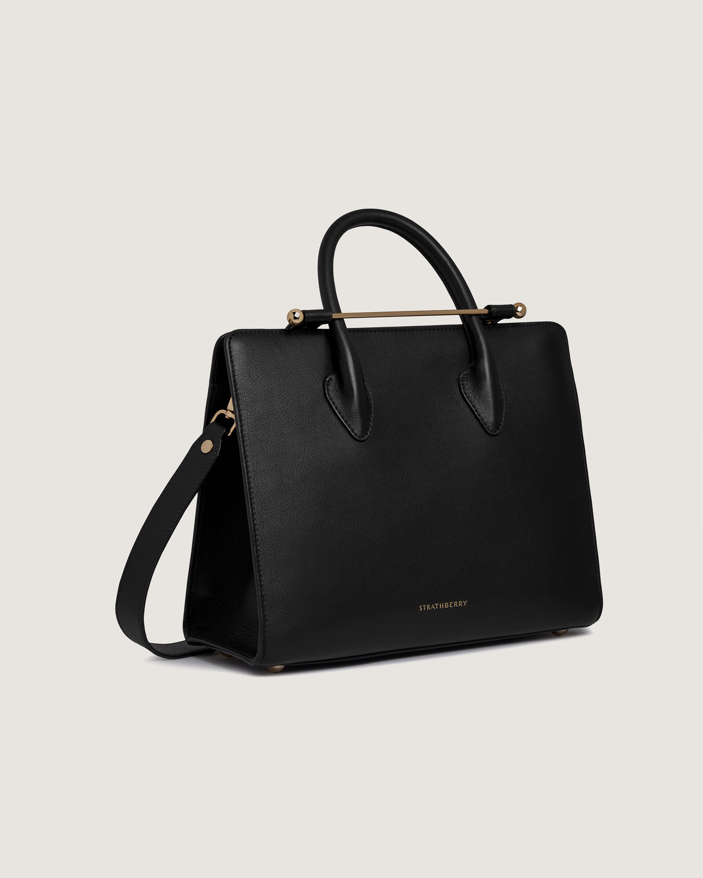 【英国王室御用達】STRATHBERRY MIDI トート Strathberry - Midi Tote - Top Handle Leather Tote Bag - Black