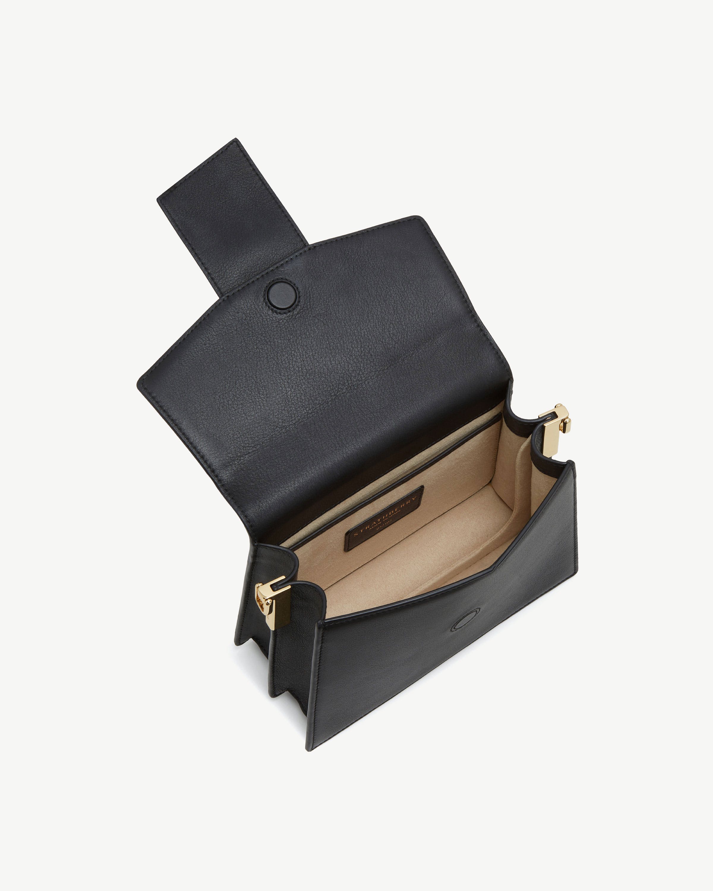 ストラスベリー　STRATHBERRY Mini Crescent Strathberry - Box Crescent - Leather Shoulder Bag - Black