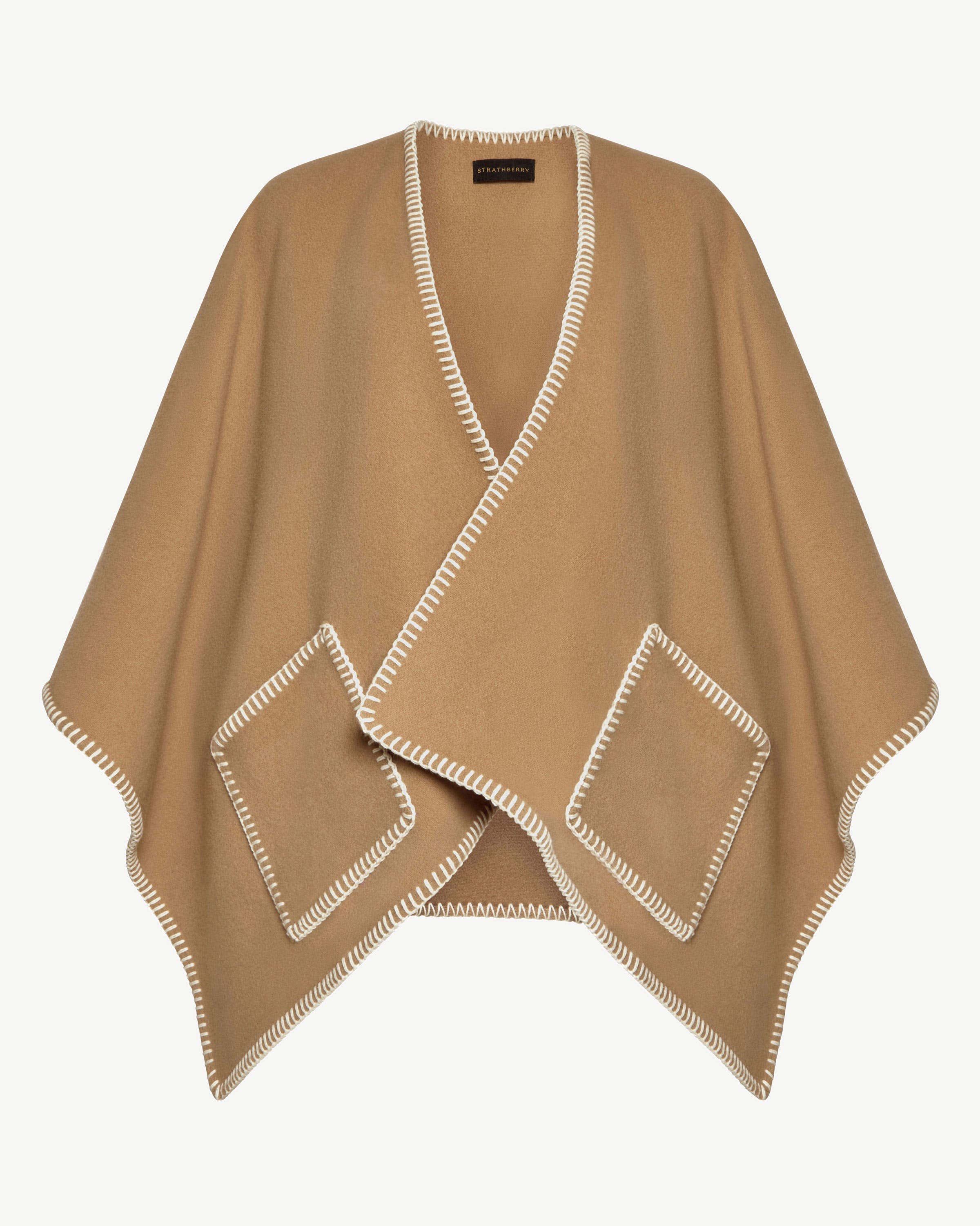 Strathberry - Iona Woven Pure Wool Cape - Beige
