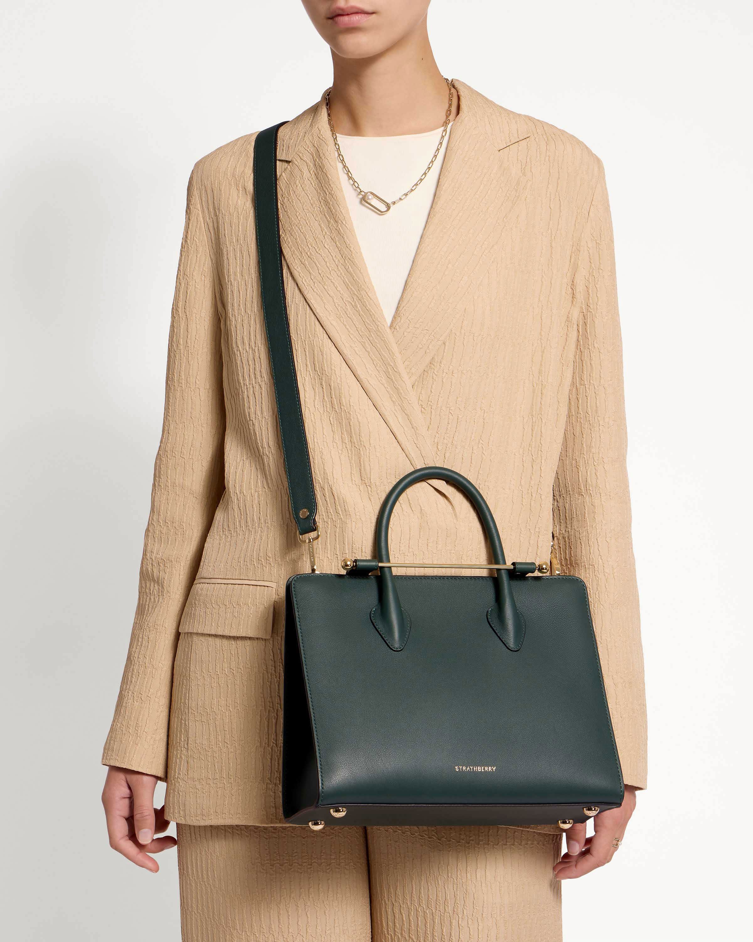 Strathberry - Midi Tote - Top Handle Leather Tote Bag - Green