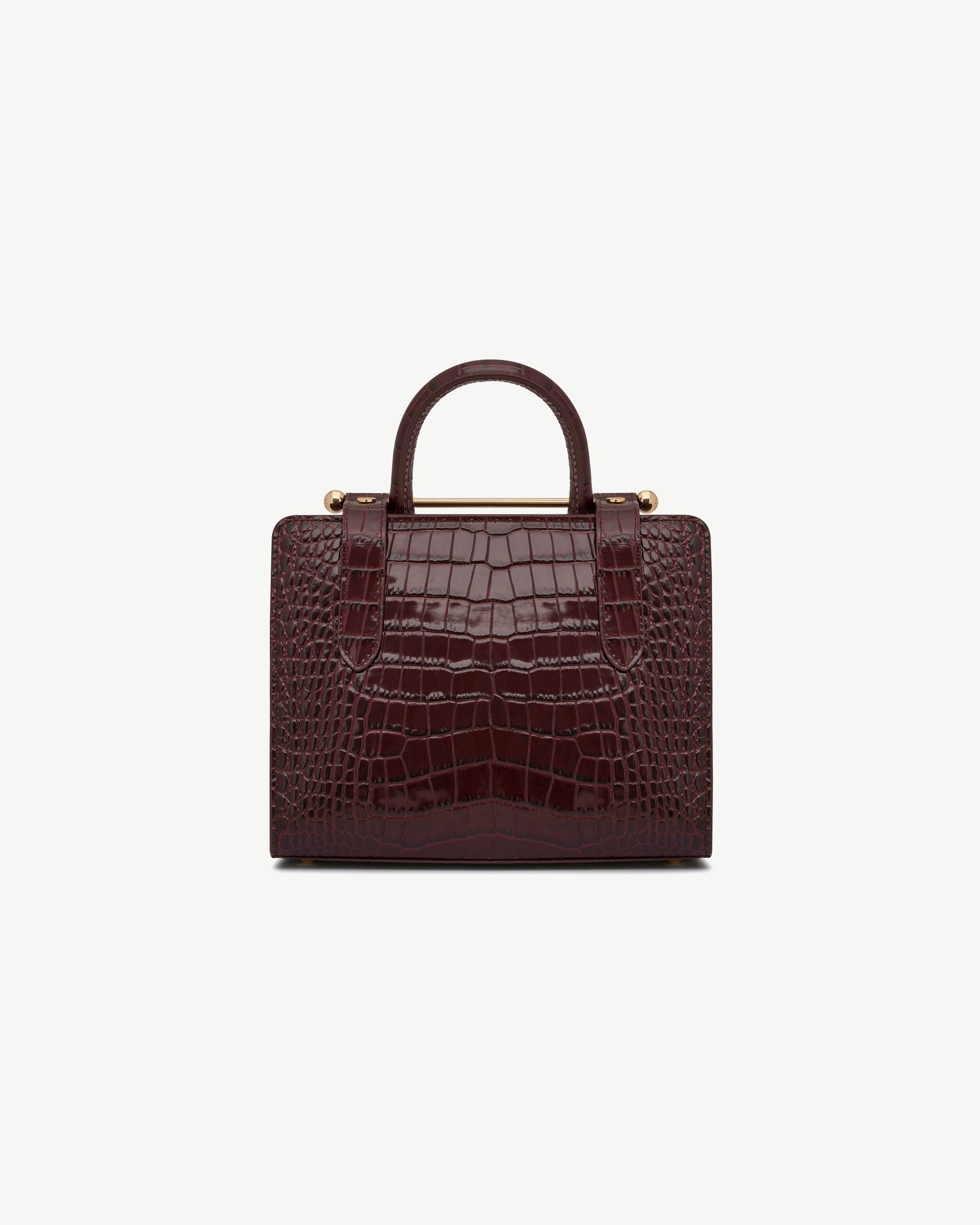 Mini Tote - Croc-Embossed Burgundy | Strathberry