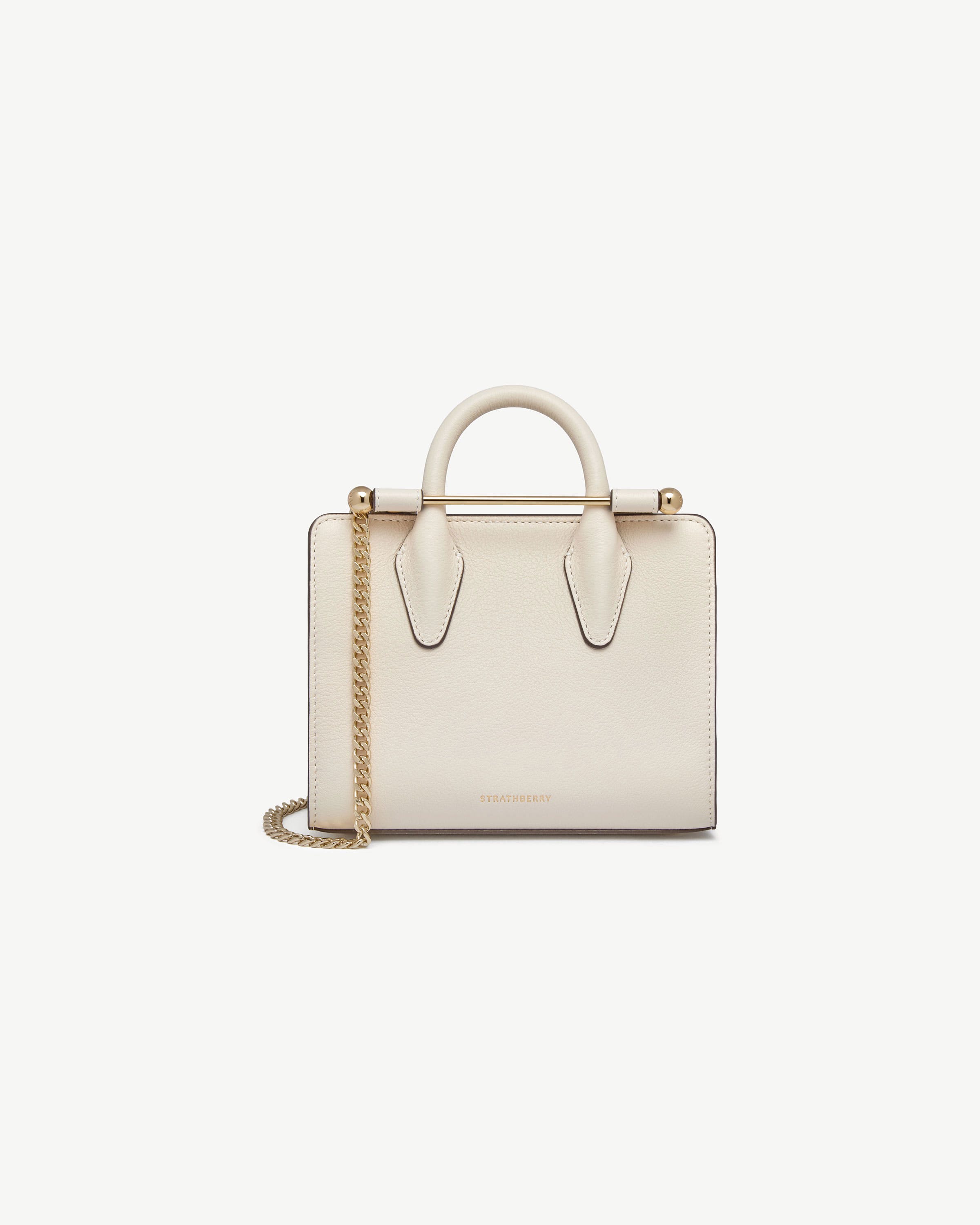 Strathberry - Nano Tote - Top Handle Leather Mini Tote Bag - White