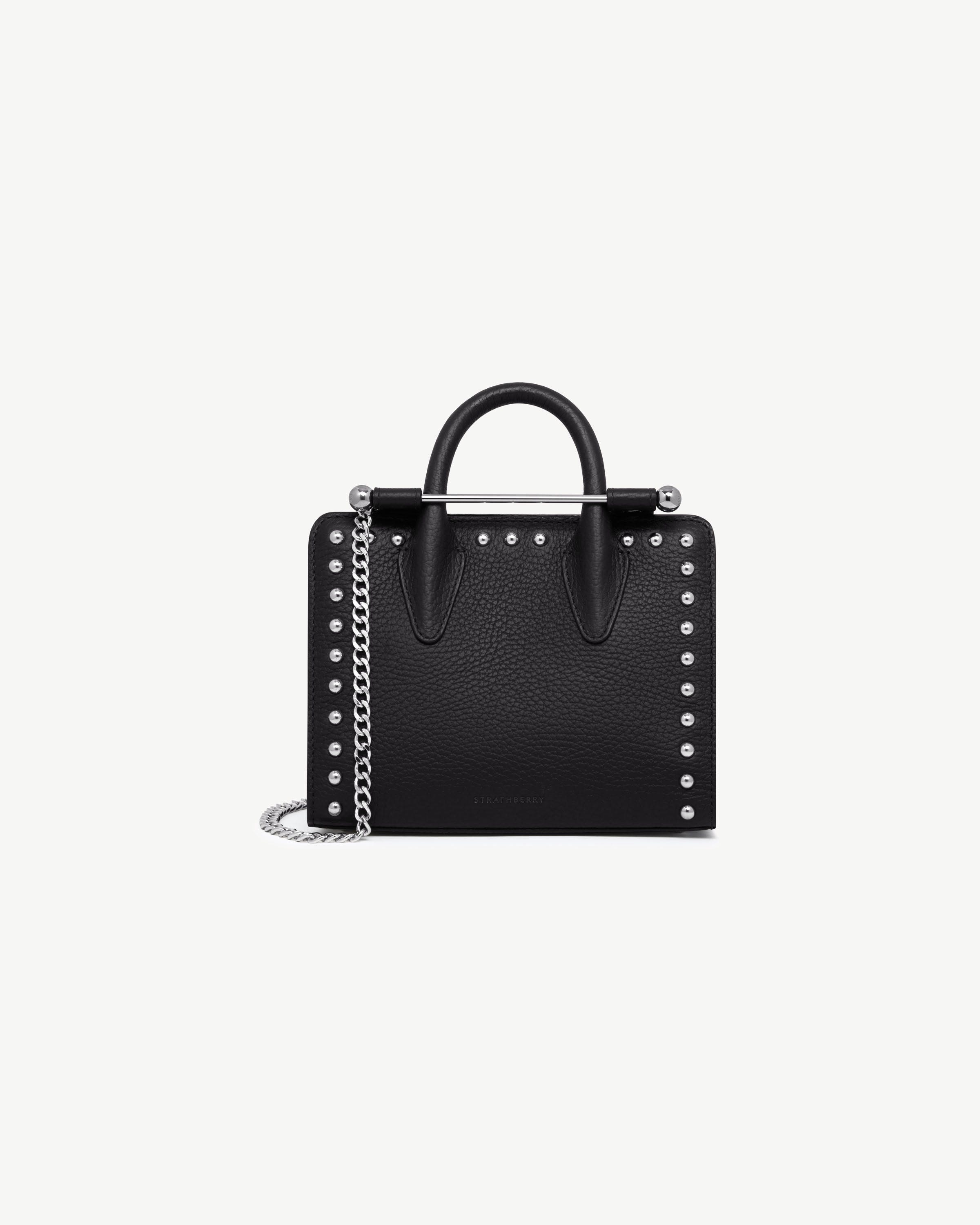 Nano Tote - Black Studded Leather | Strathberry