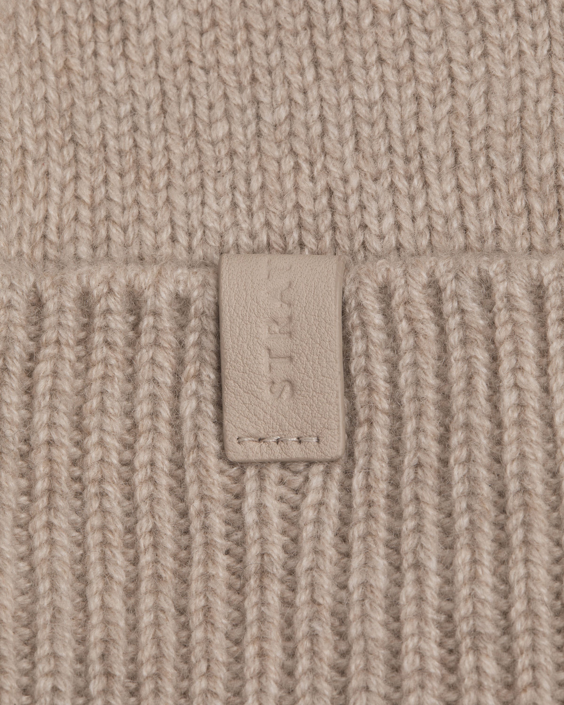 VINCE Wool Cashmere Rib Knit Beanie Hat Embroidered Logo Cuff NEW OS Oatmeal Vince Camuto Women main image 3