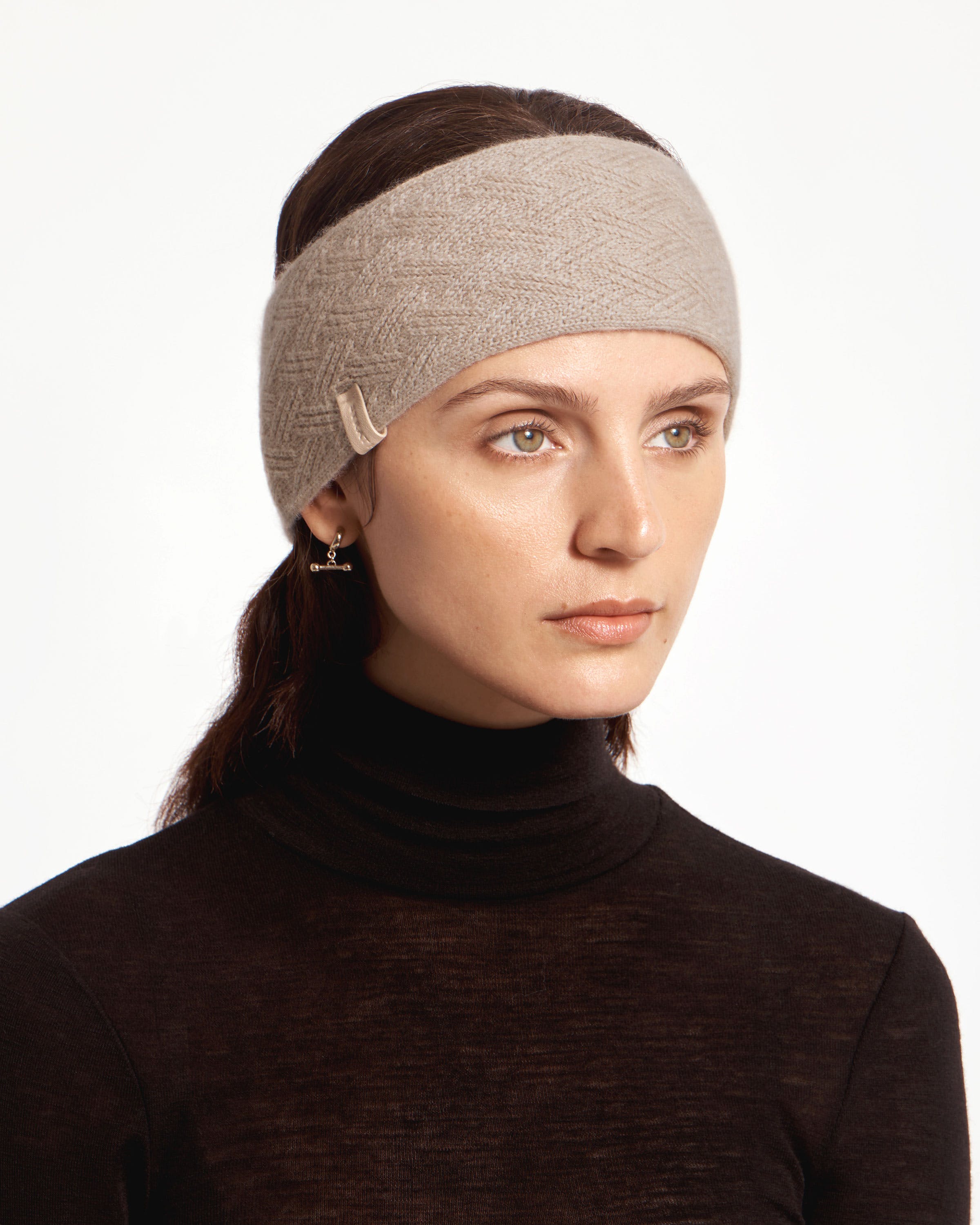 All Saints Headband Cortina Beige Wool Blend Traveling Rib Headband Outdoor Gift Cortina 1956 Headband - Norwegian Wool Grey White - Dale of  main image 3