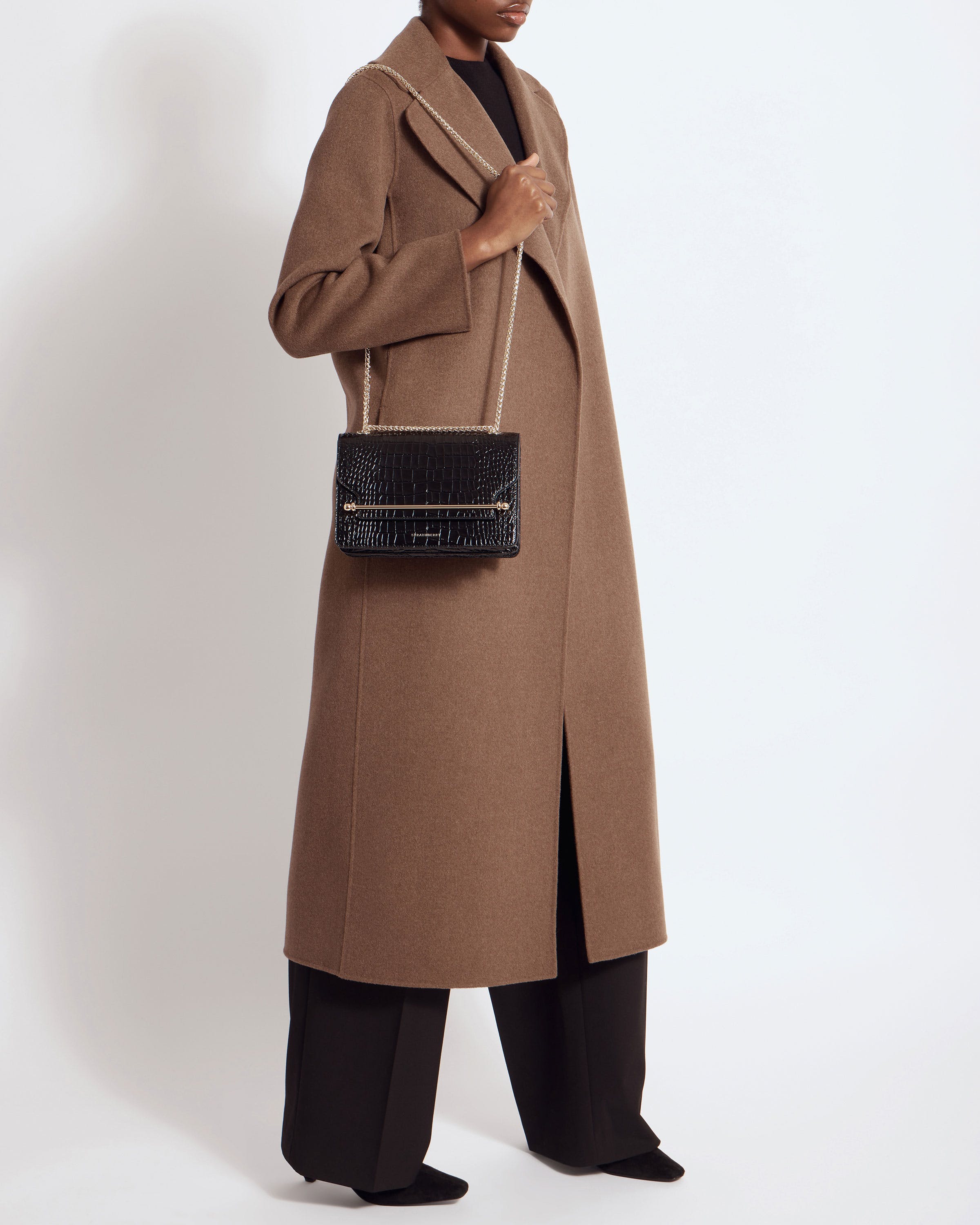 Strathberry - East/West - Crossbody Leather Handbag - Black