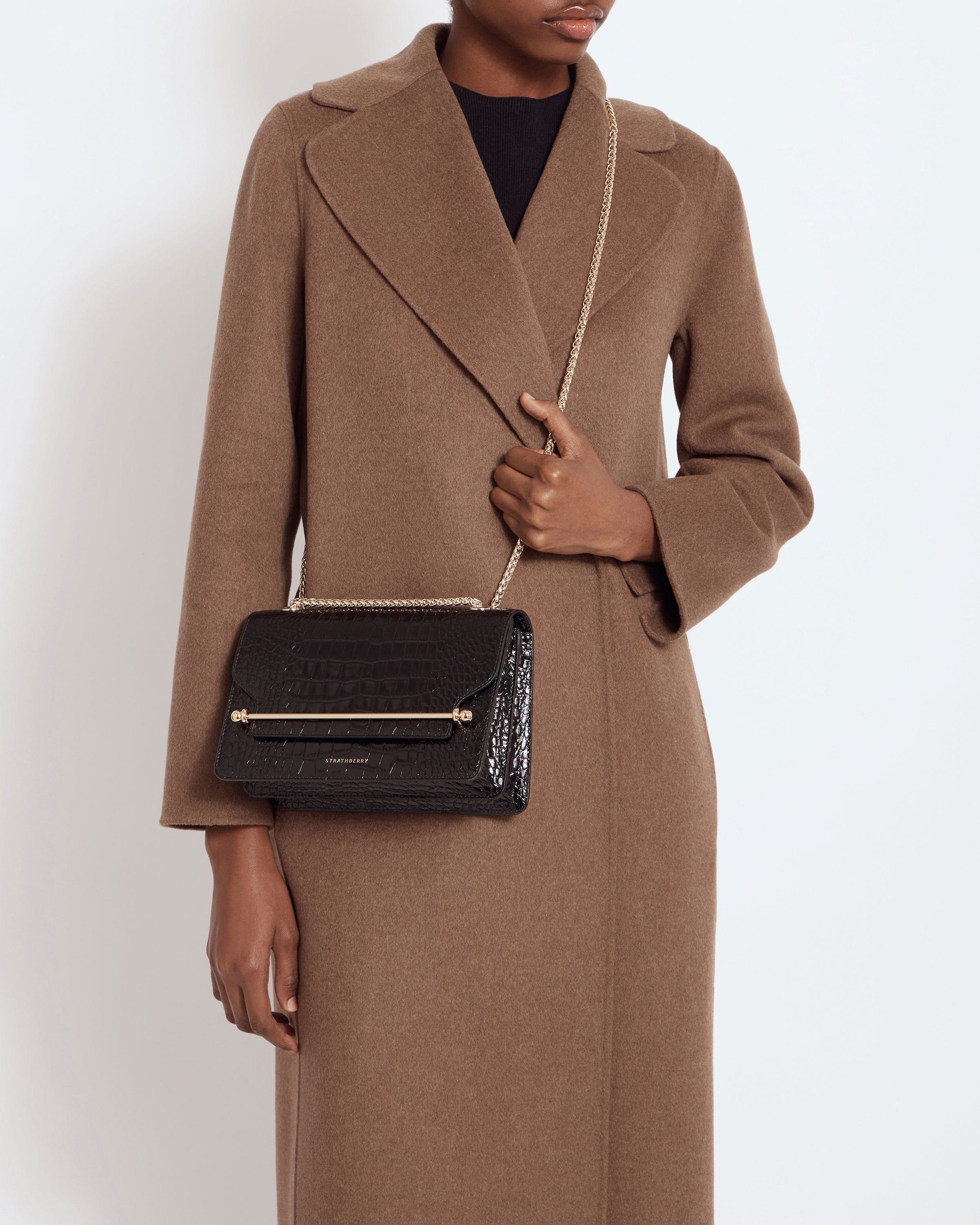 Strathberry - East/West - Crossbody Leather Handbag - Black