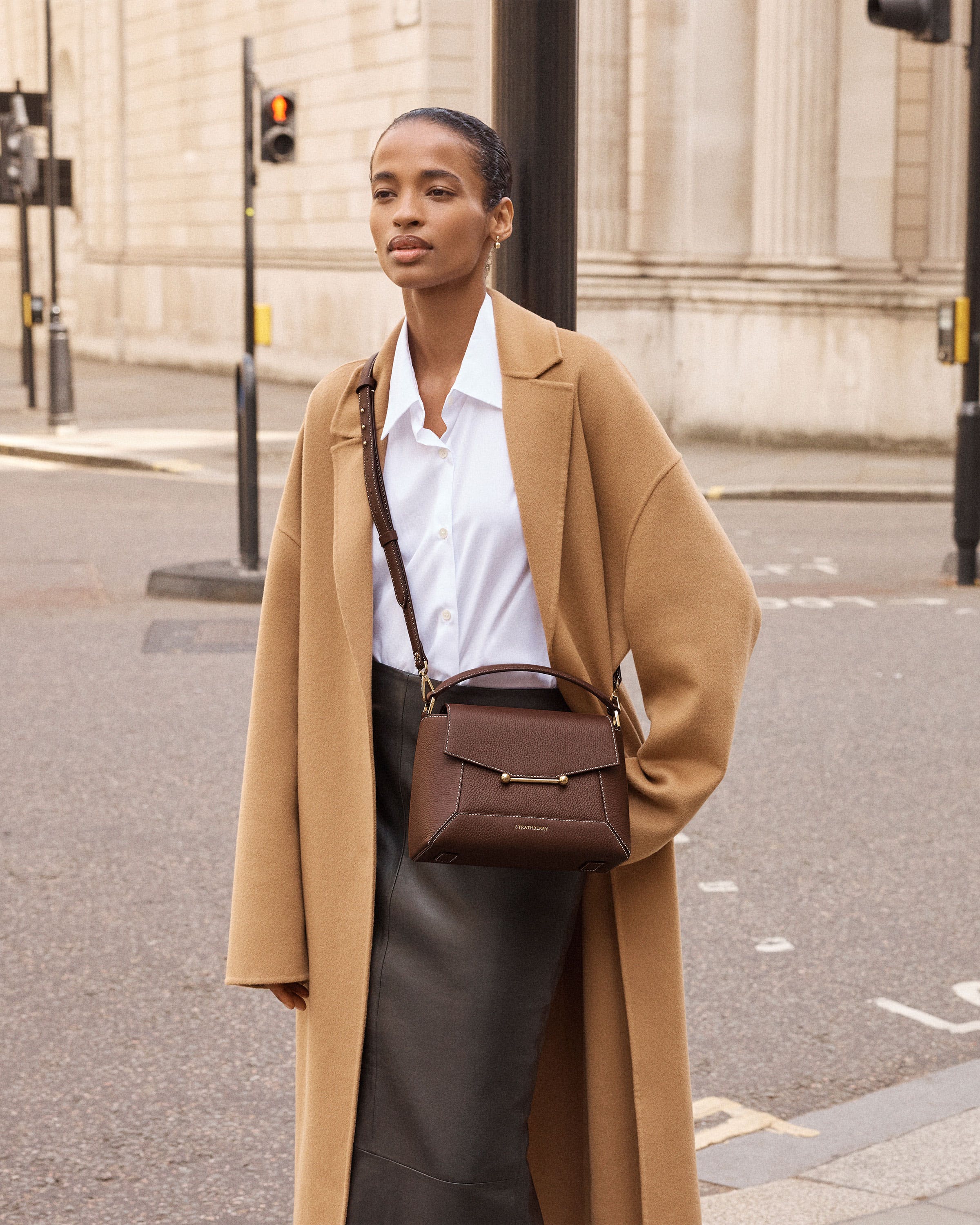 Mosaic Bag - Chocolate with Vanilla Stitch | Strathberry
