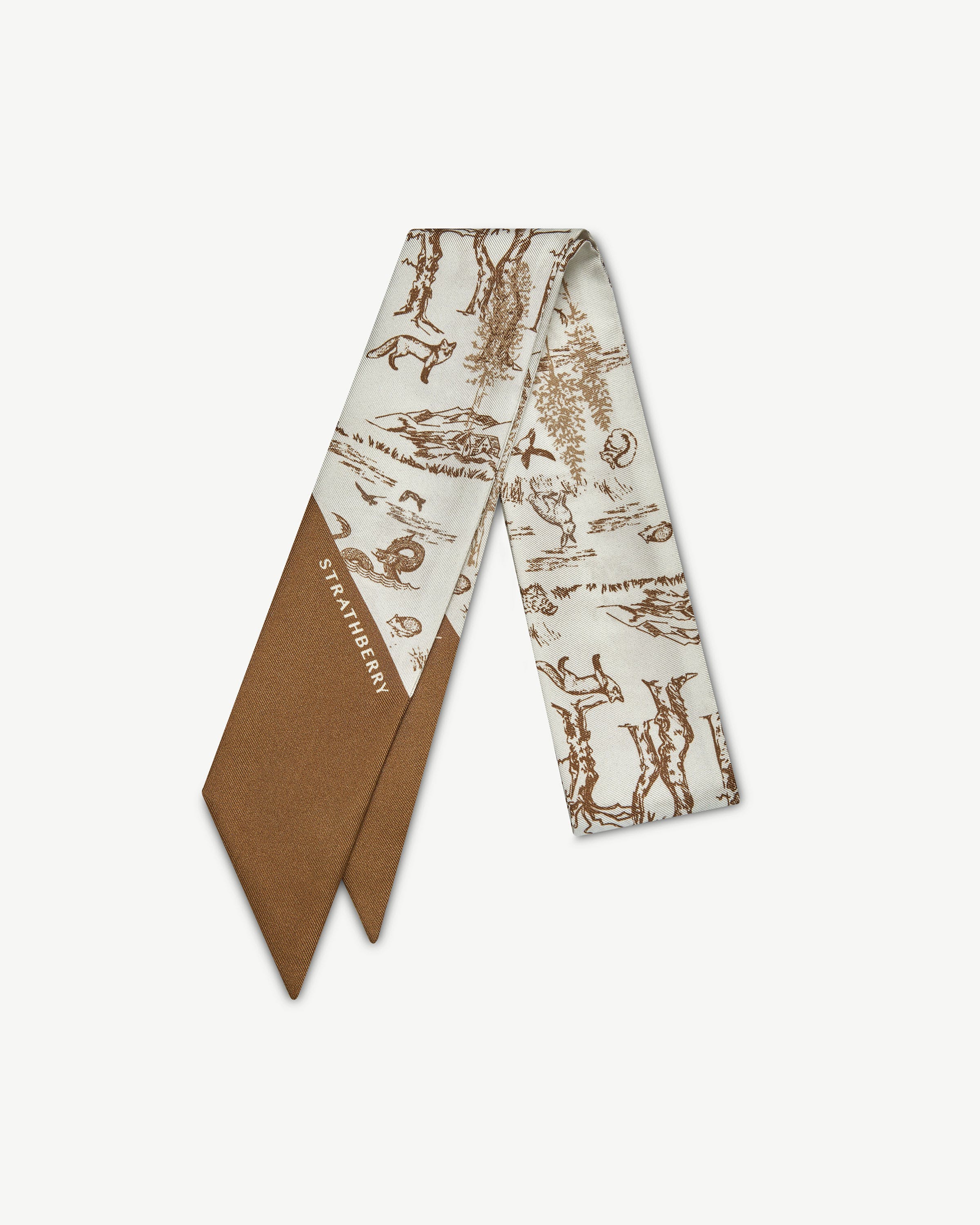 Strathberry - Silk Skinny Scarf - Vanilla