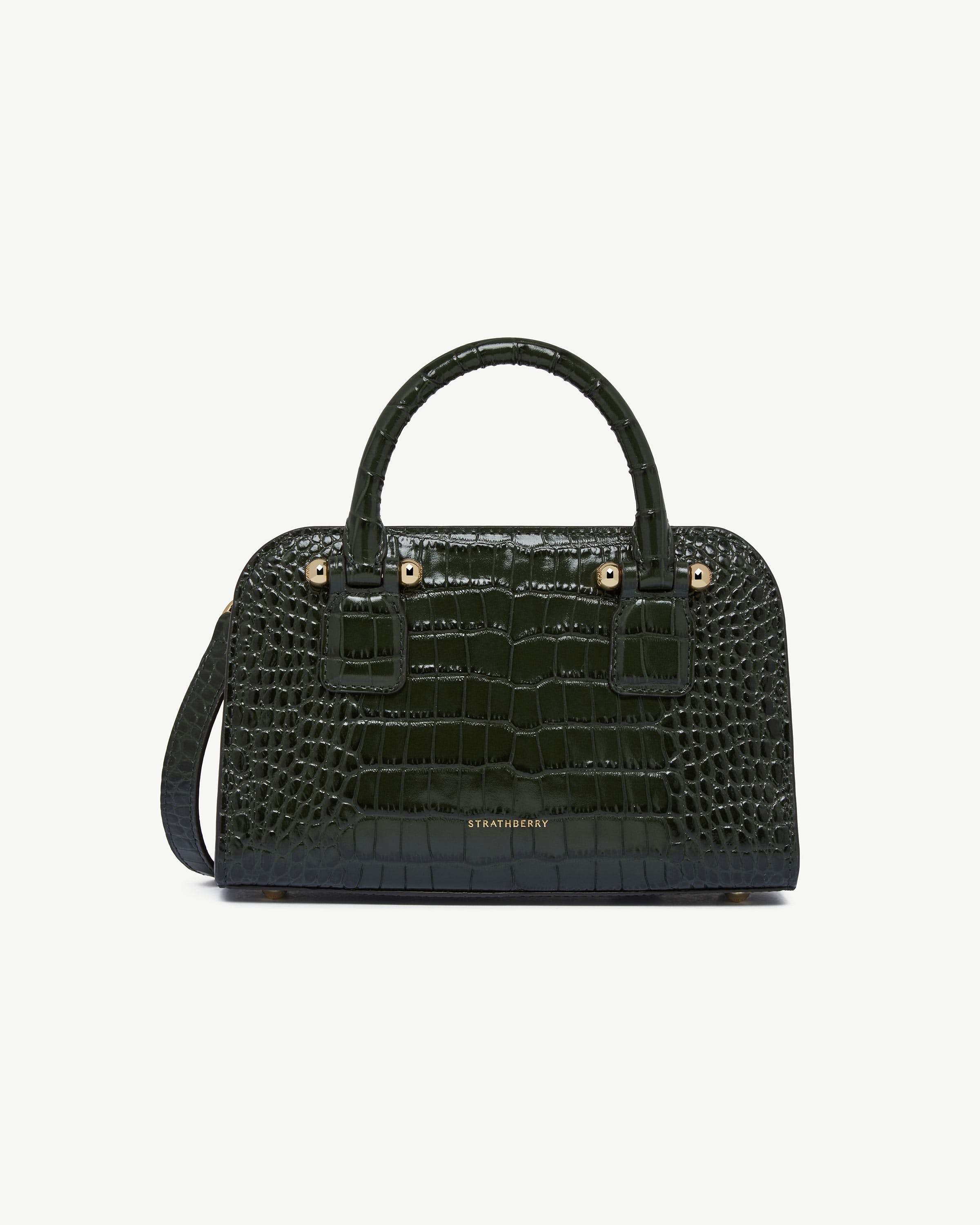 21SSBURBERRY LONDON ENGLAND [美品]（Ｓサイズ) Georgia Mini - Croc-Embossed Leather Forest | Strathberry
