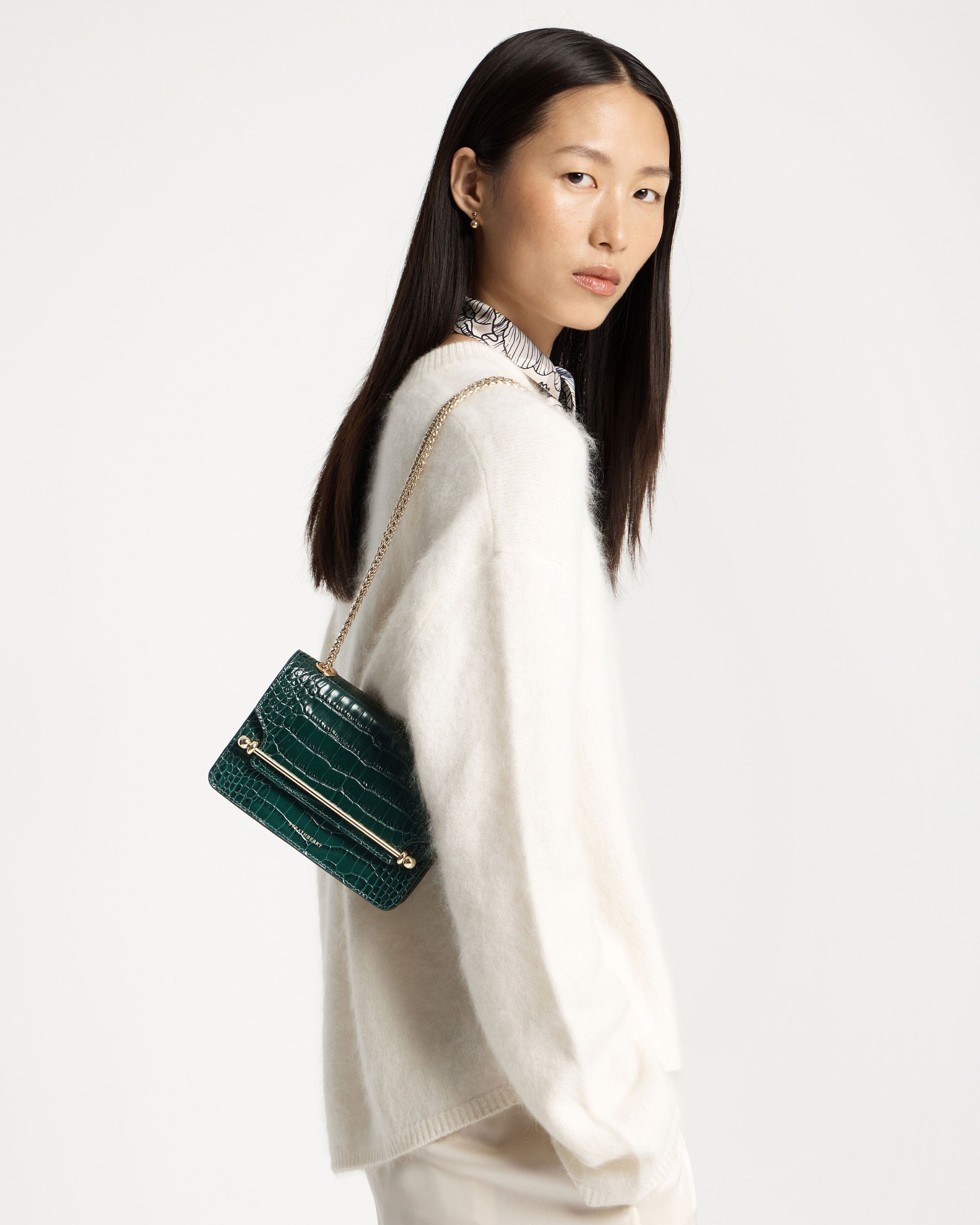 値下げSTRATHBERRY EAST/WEST MINI 青×赤×白 Strathberry - East/West Mini - Crossbody Leather Mini Handbag - White