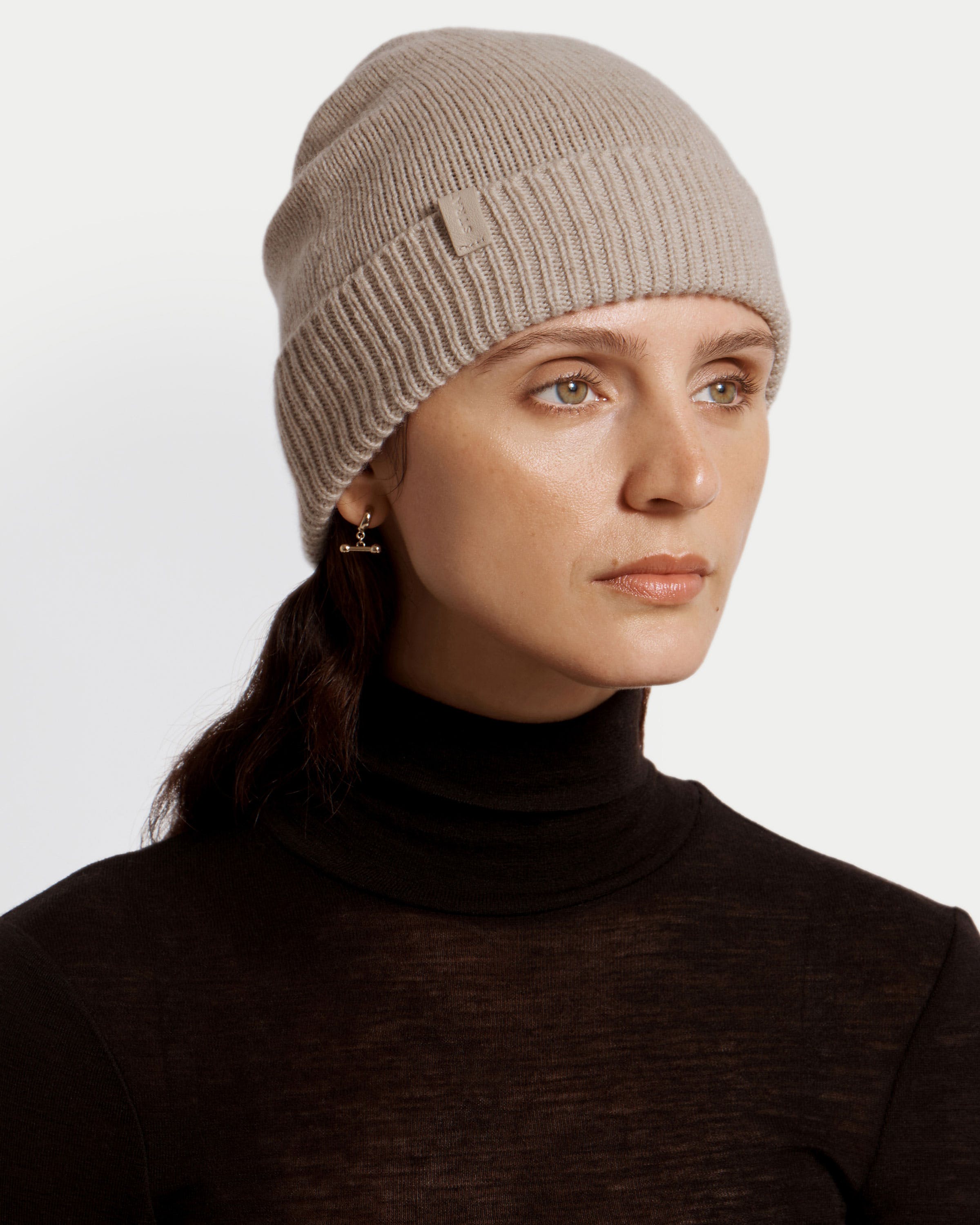 Luxury Cashmere Beanie Ribbed Stretchy Winter Hat Soft Elegant Minimal Style Republic Women main image 3