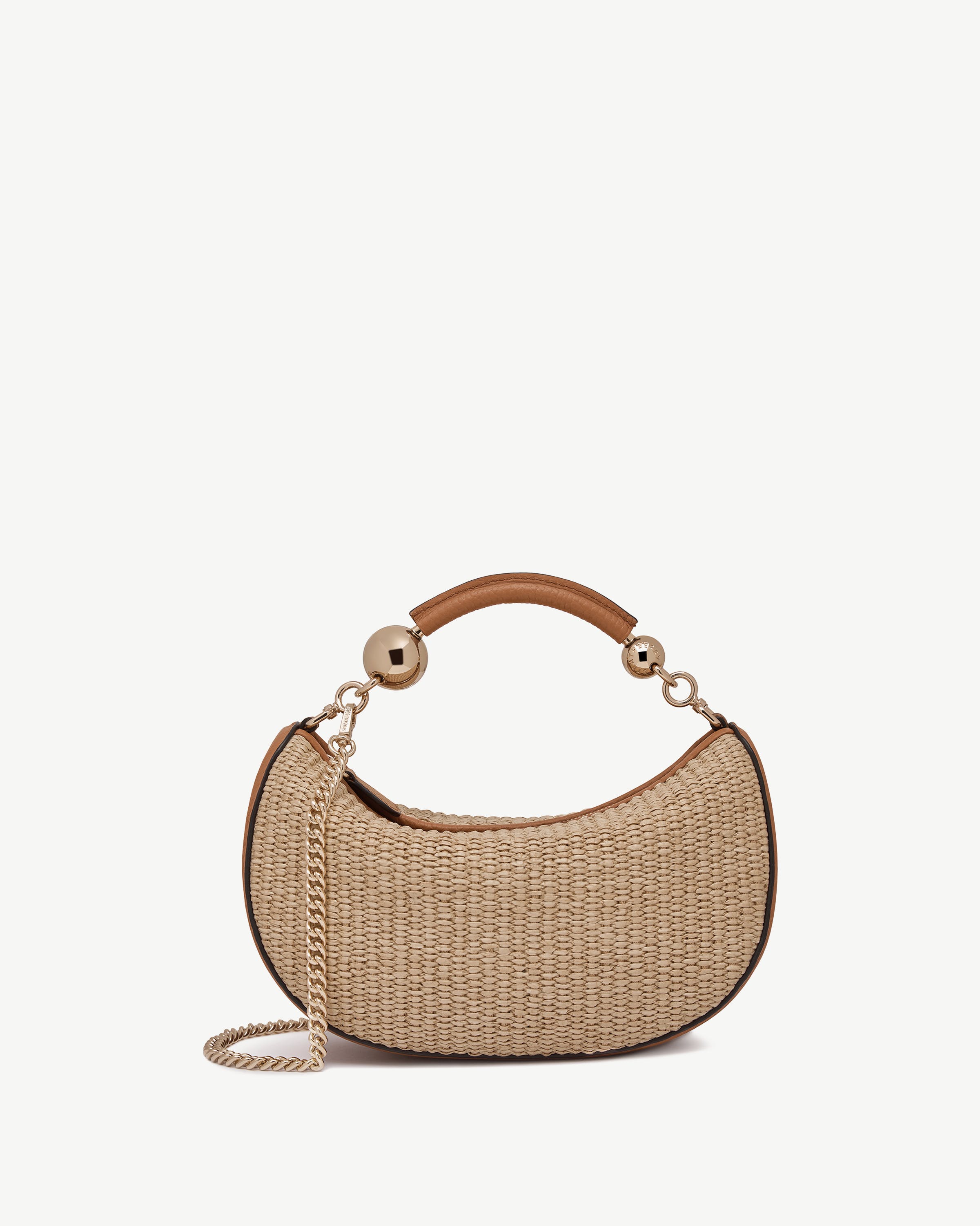 Crescent Moon Mini - Tan/Natural Raffia | Strathberry