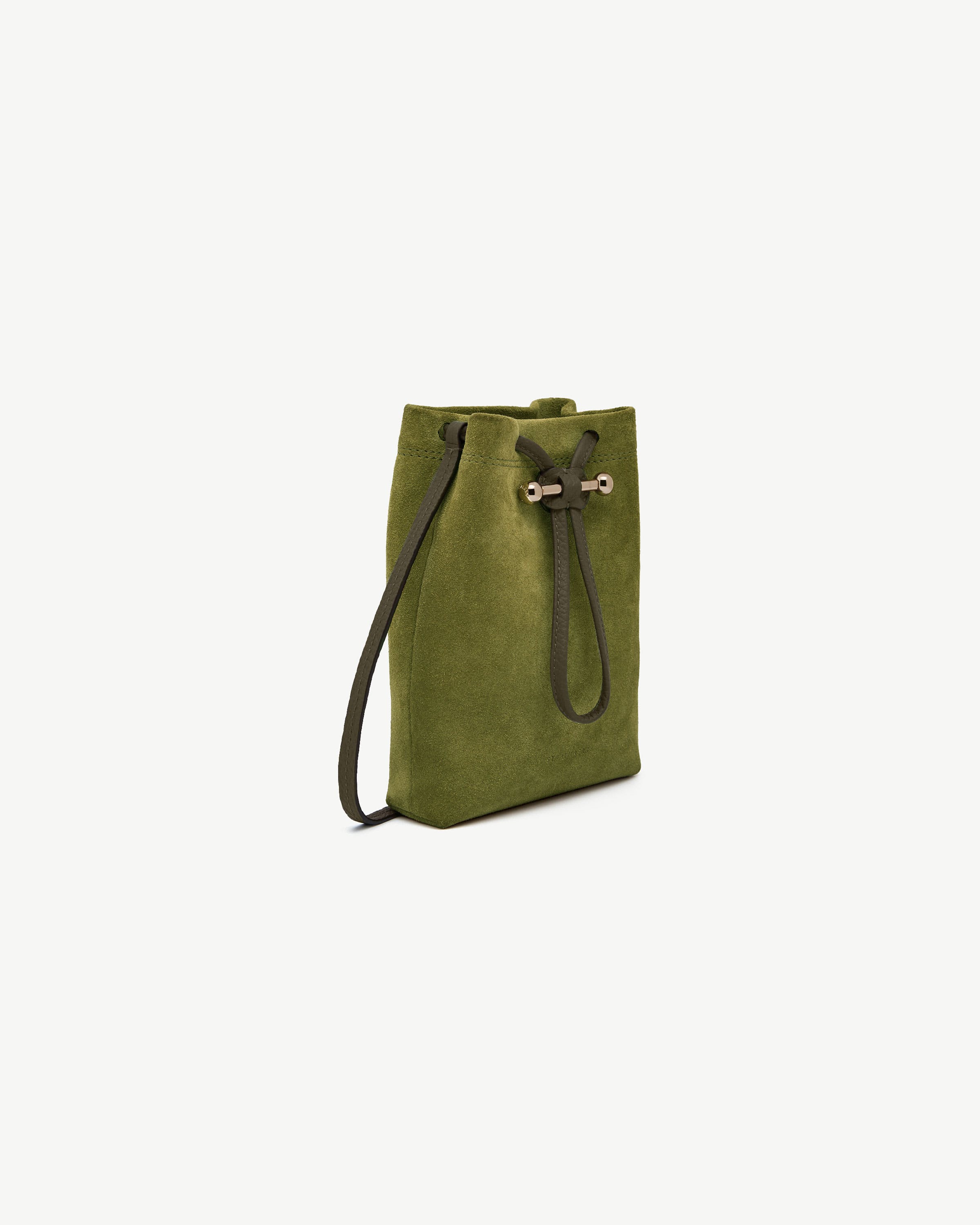 Osette Midi Pouch - Lime Suede/Khaki | Strathberry