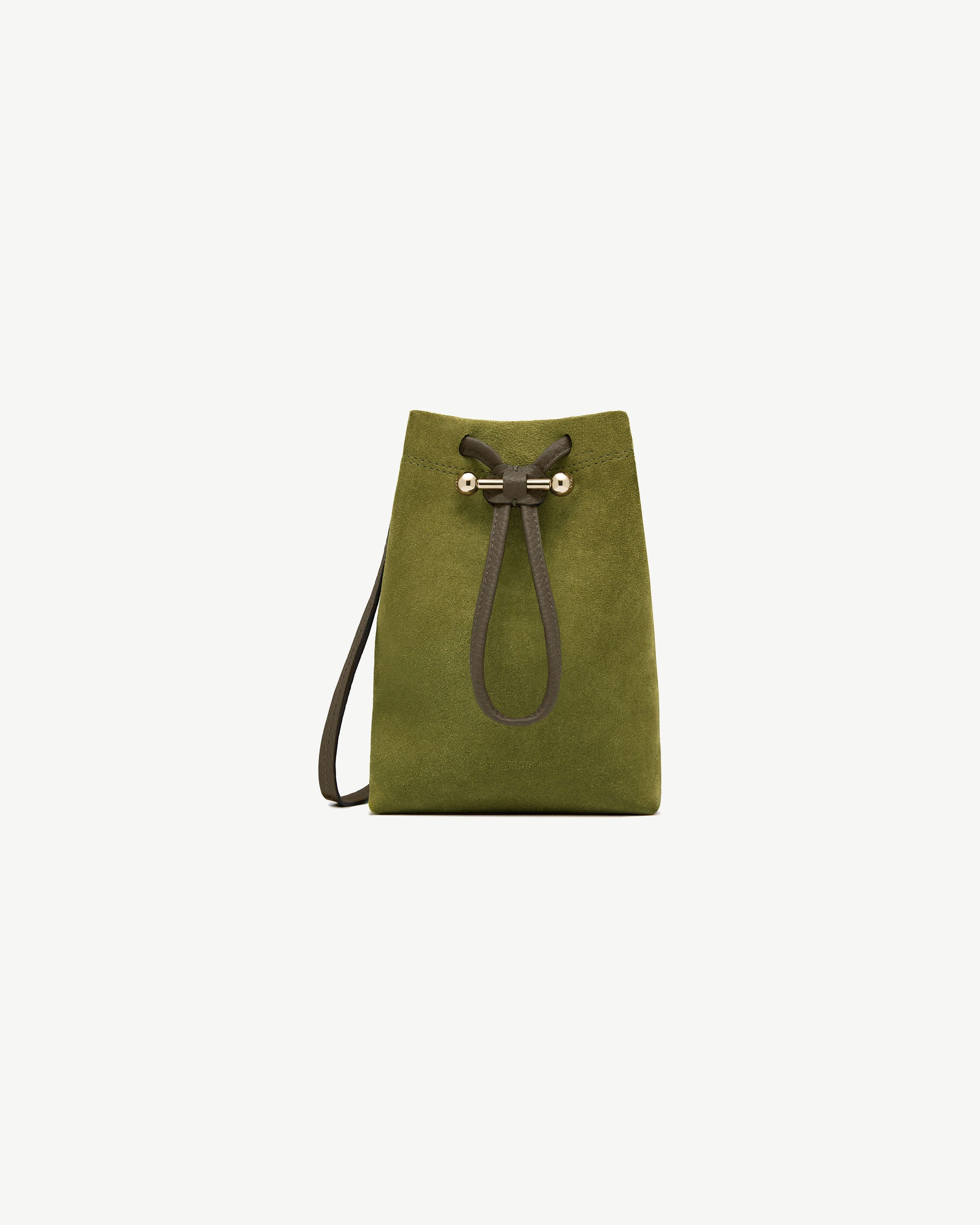 Osette Midi Pouch - Lime Suede/Khaki | Strathberry
