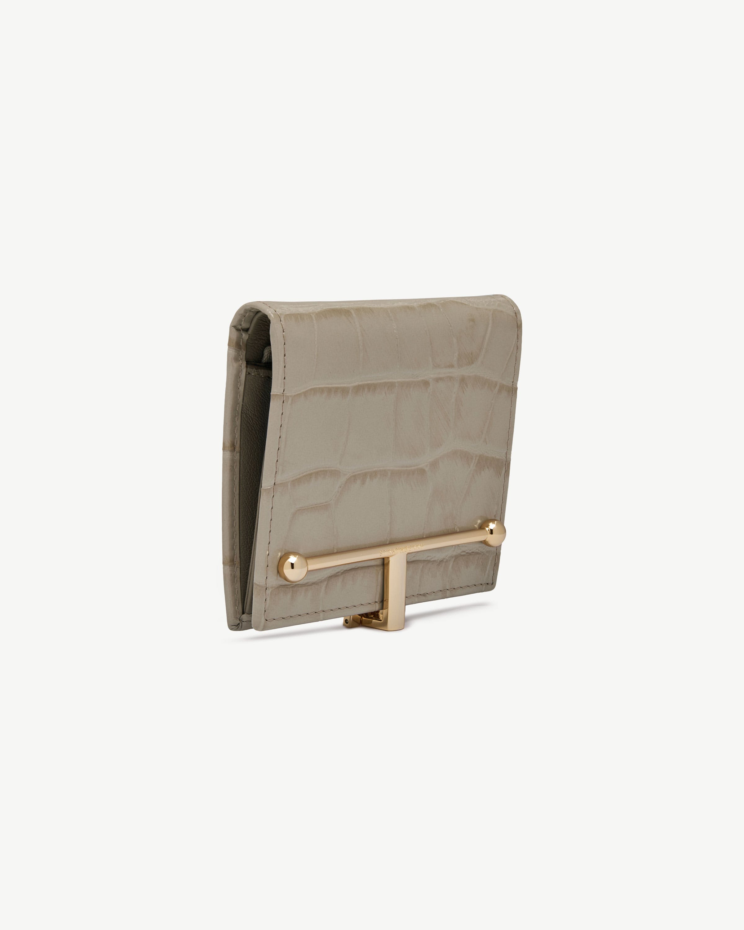 Melville Street Wallet - Croc-Embossed Leather Light Taupe