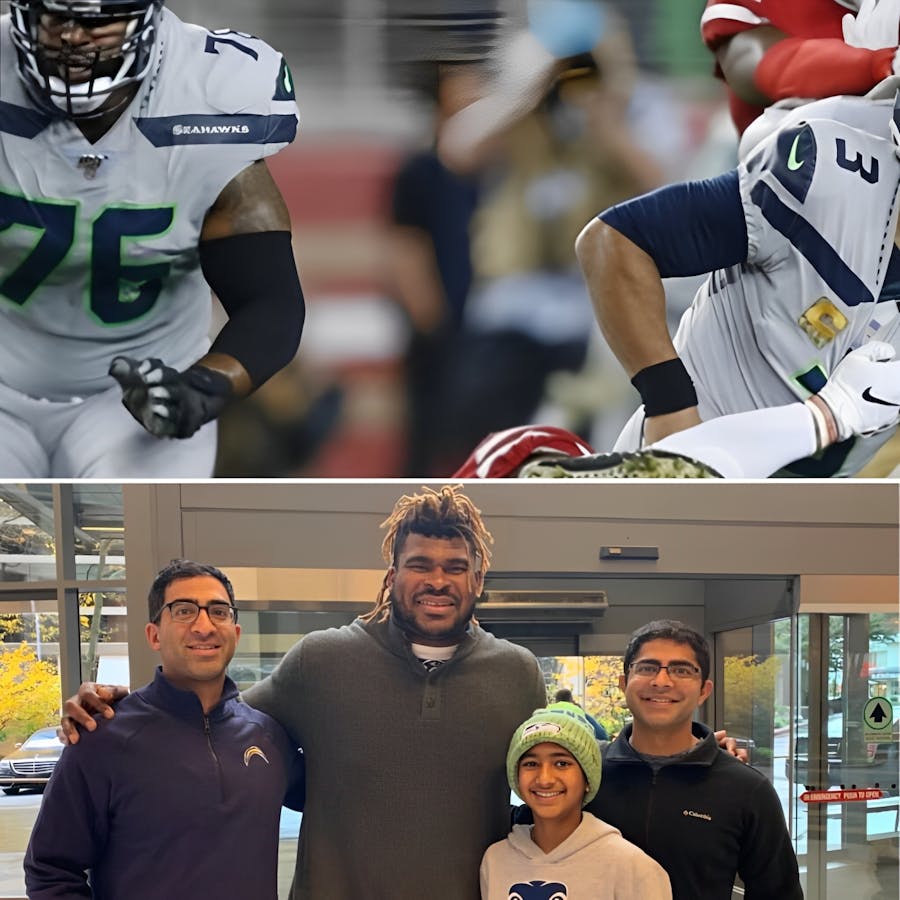 DJ Fluker and family with Dr. Iyengar
