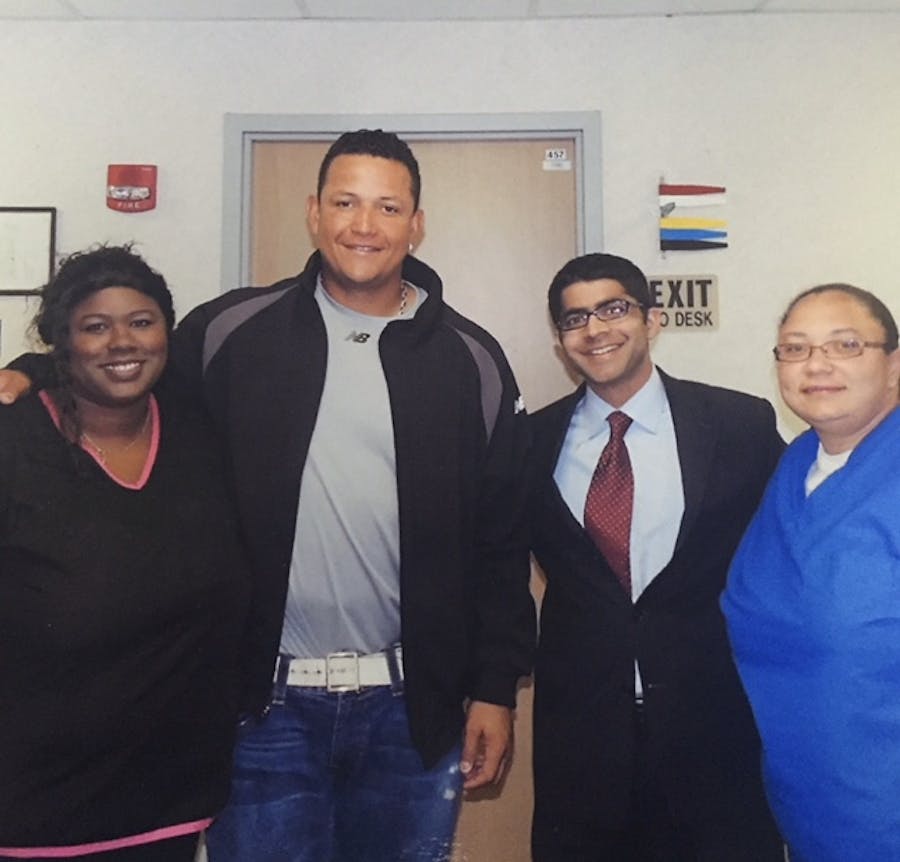 Dr. Iyengar with Miguel Cabrera and others