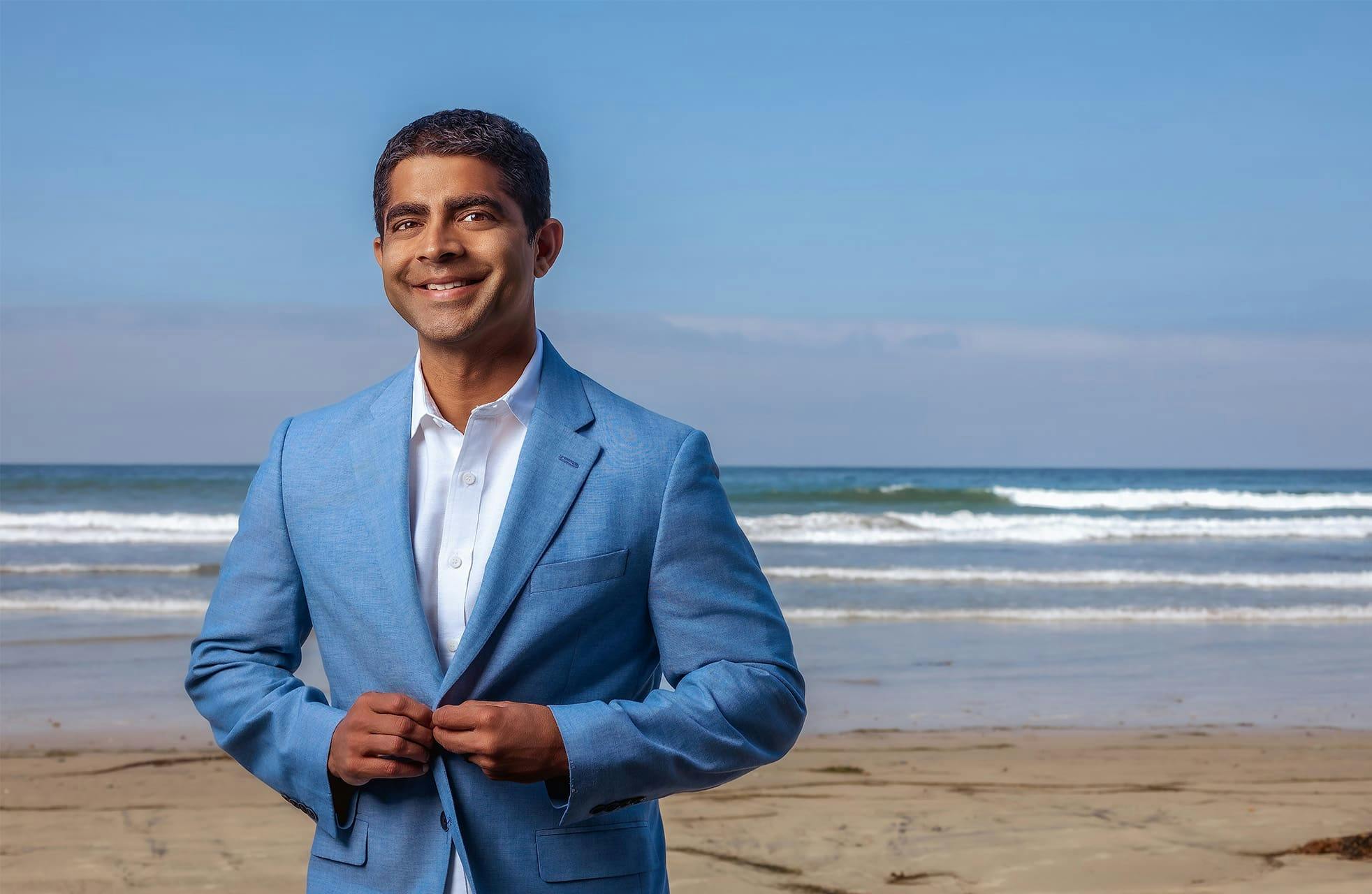 Dr. Iyengar on the beach