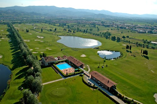 An aerial view of the golf Course of Le Pavoniere