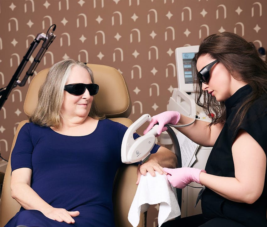 woman undergoing a hand rejuvenation treatment