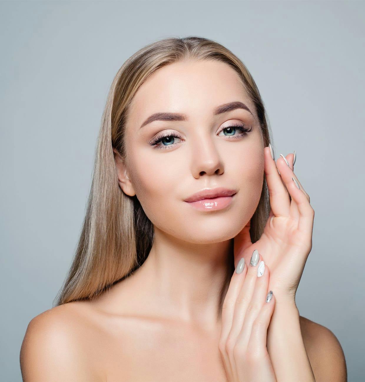 woman with blonde hair and blue eyes