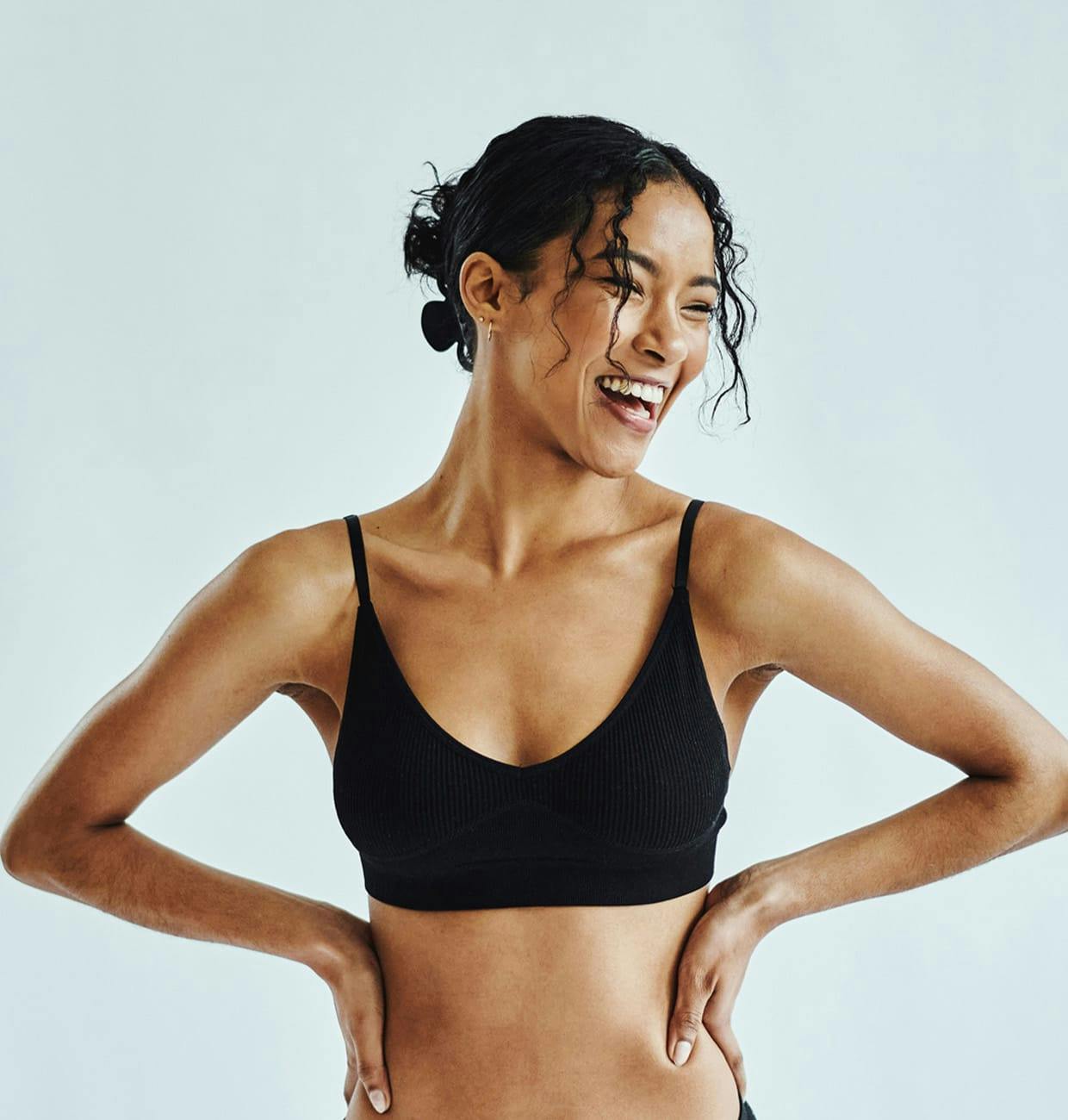 woman in a workout bra