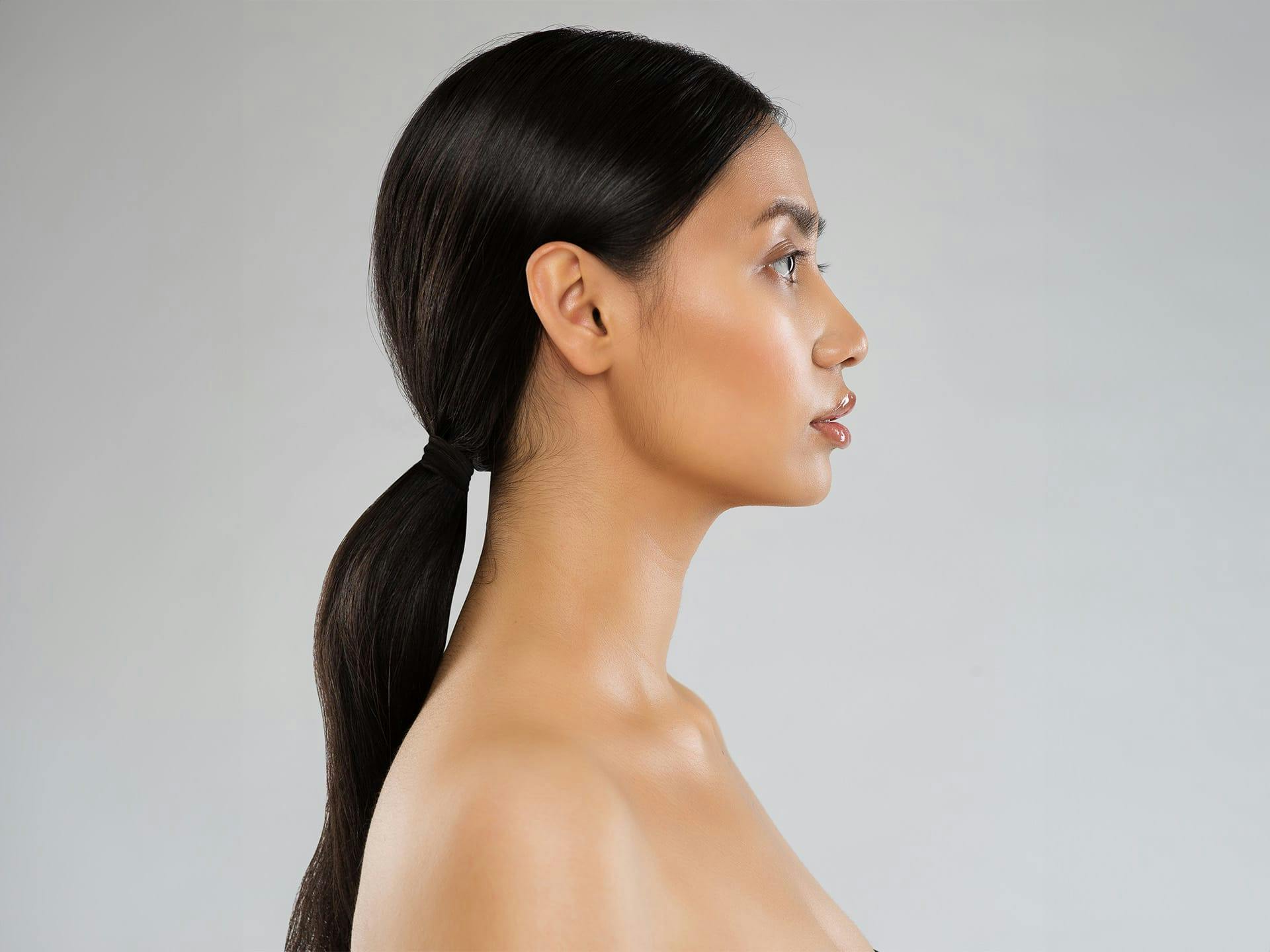 woman facing the right