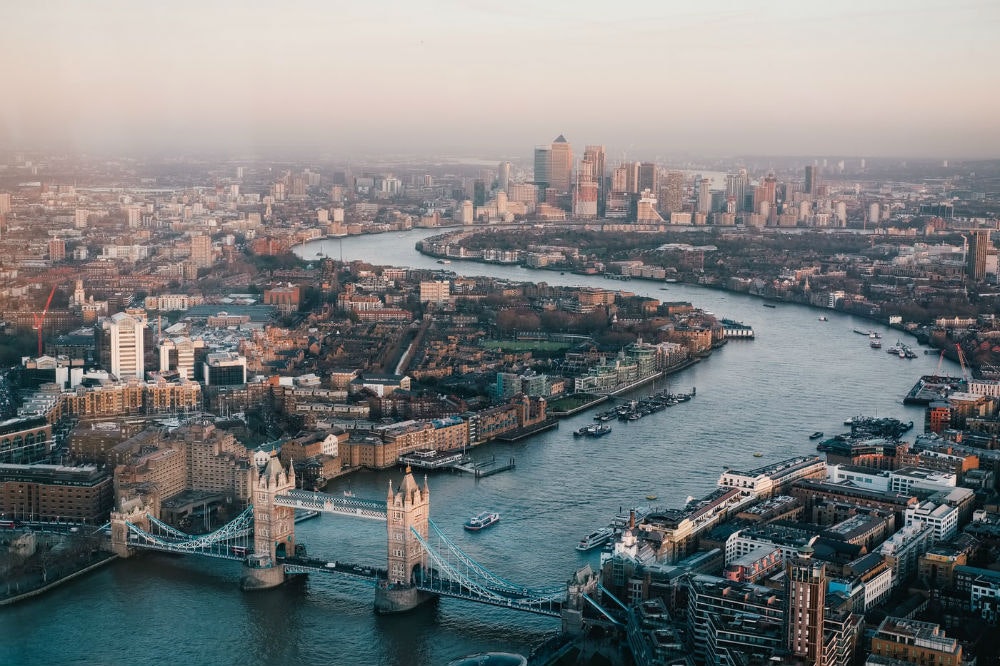 Aerial shot of London city