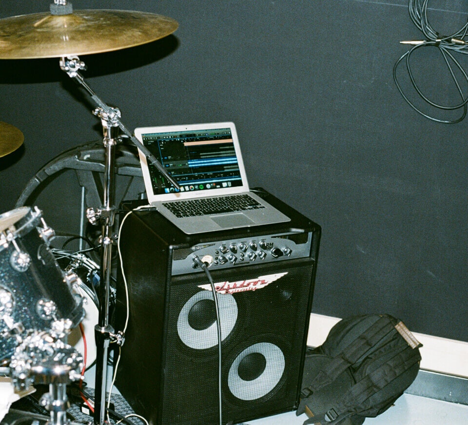 Rehearsal studio - laptop and speaker