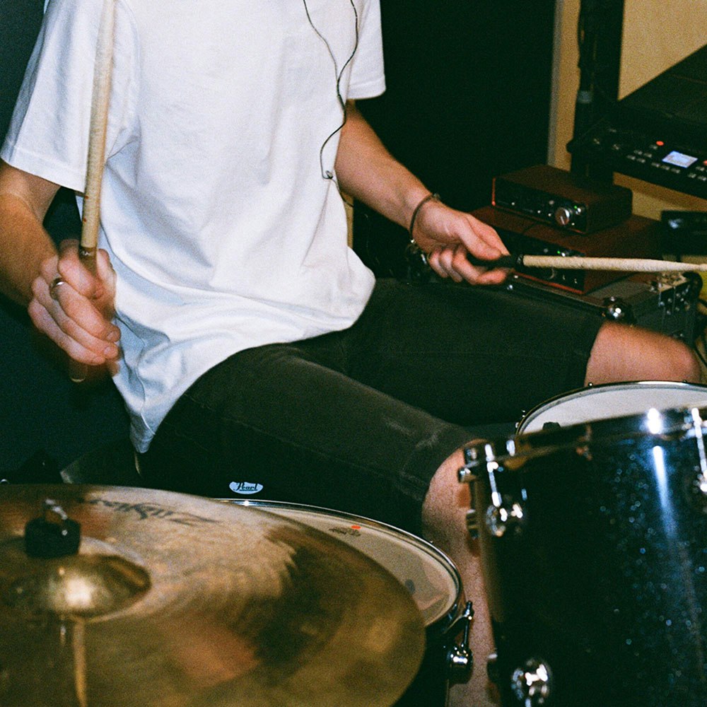 Musician playing the drums